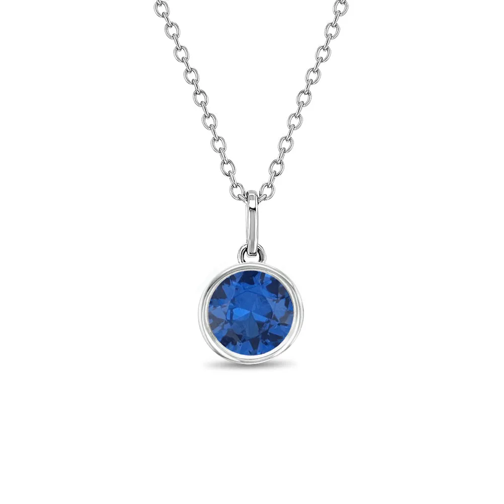 Birthstone Cubic Zirconia Pendant 9mm Kids / Children's / Girls Pendant/Necklace - Sterling Silver