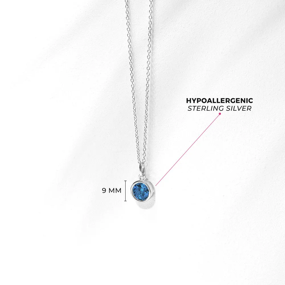 Birthstone Cubic Zirconia Pendant 9mm Kids / Children's / Girls Pendant/Necklace - Sterling Silver