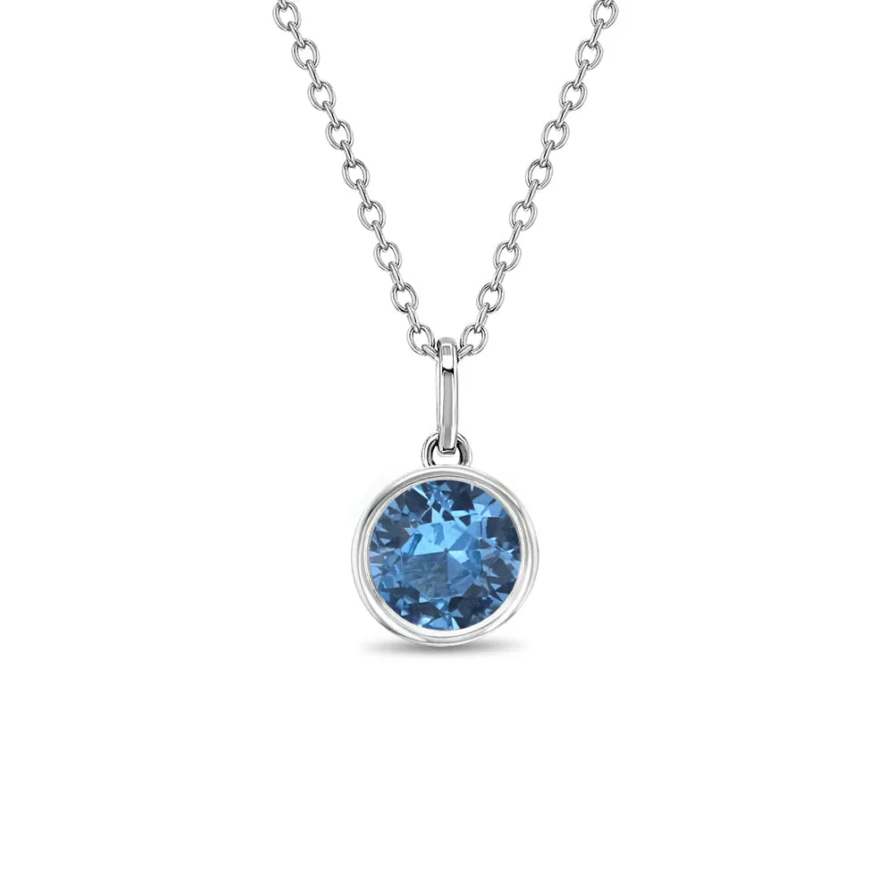 Birthstone Cubic Zirconia Pendant 9mm Kids / Children's / Girls Pendant/Necklace - Sterling Silver