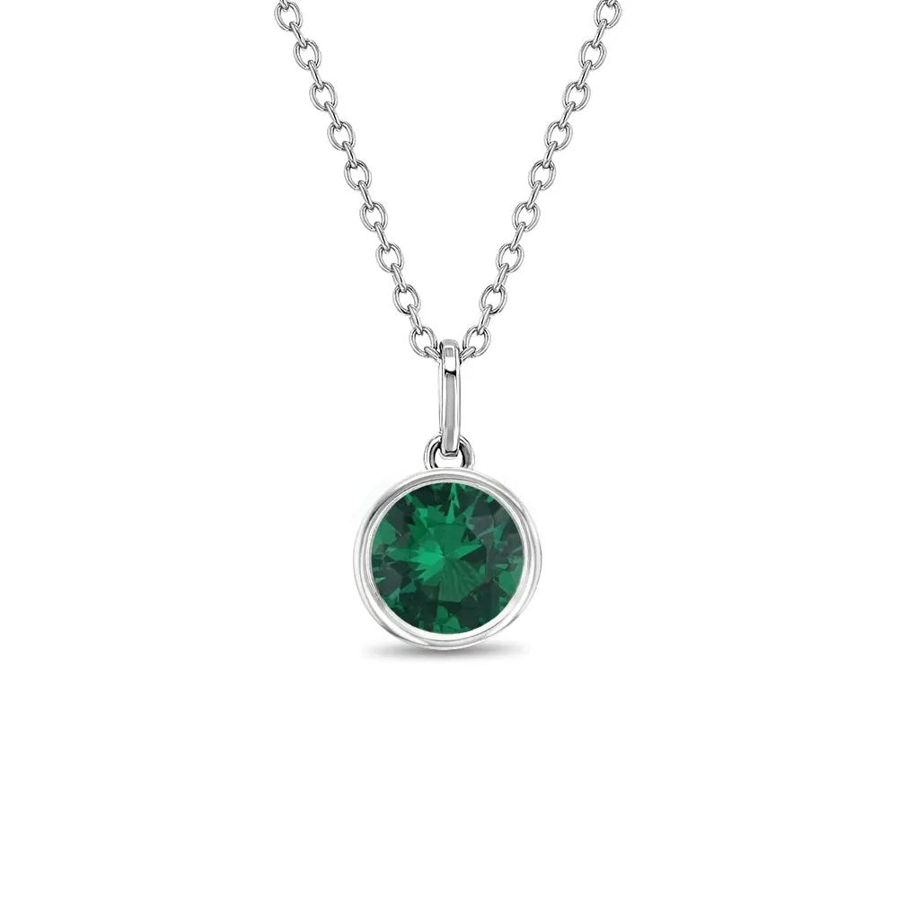 Birthstone Cubic Zirconia Pendant 9mm Kids / Children's / Girls Pendant/Necklace - Sterling Silver