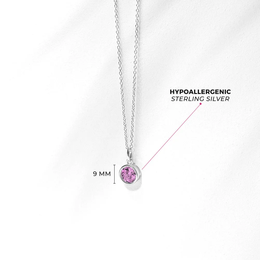 Birthstone Cubic Zirconia Pendant 9mm Kids / Children's / Girls Pendant/Necklace - Sterling Silver