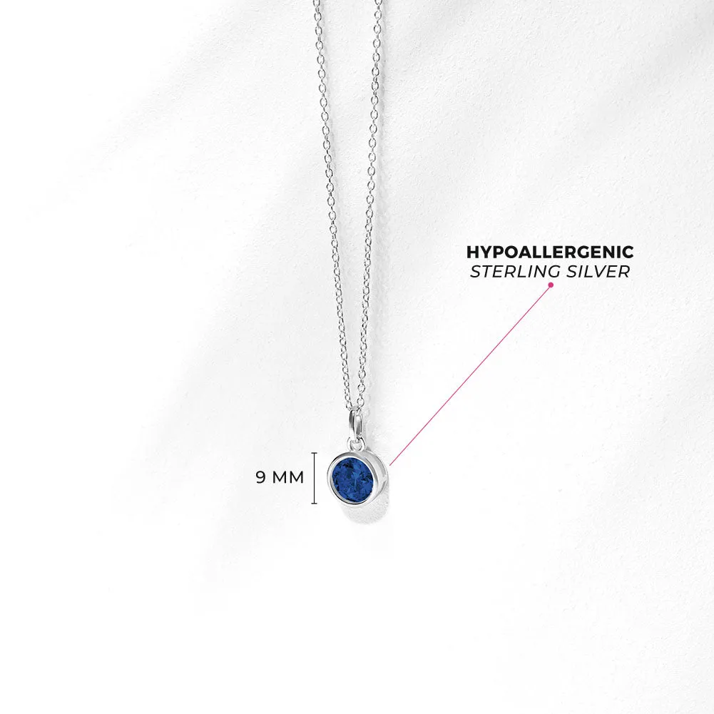 Birthstone Cubic Zirconia Pendant 9mm Kids / Children's / Girls Pendant/Necklace - Sterling Silver