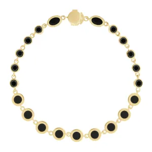 Black Diamond and Onyx Gemstone Gold Bracelet