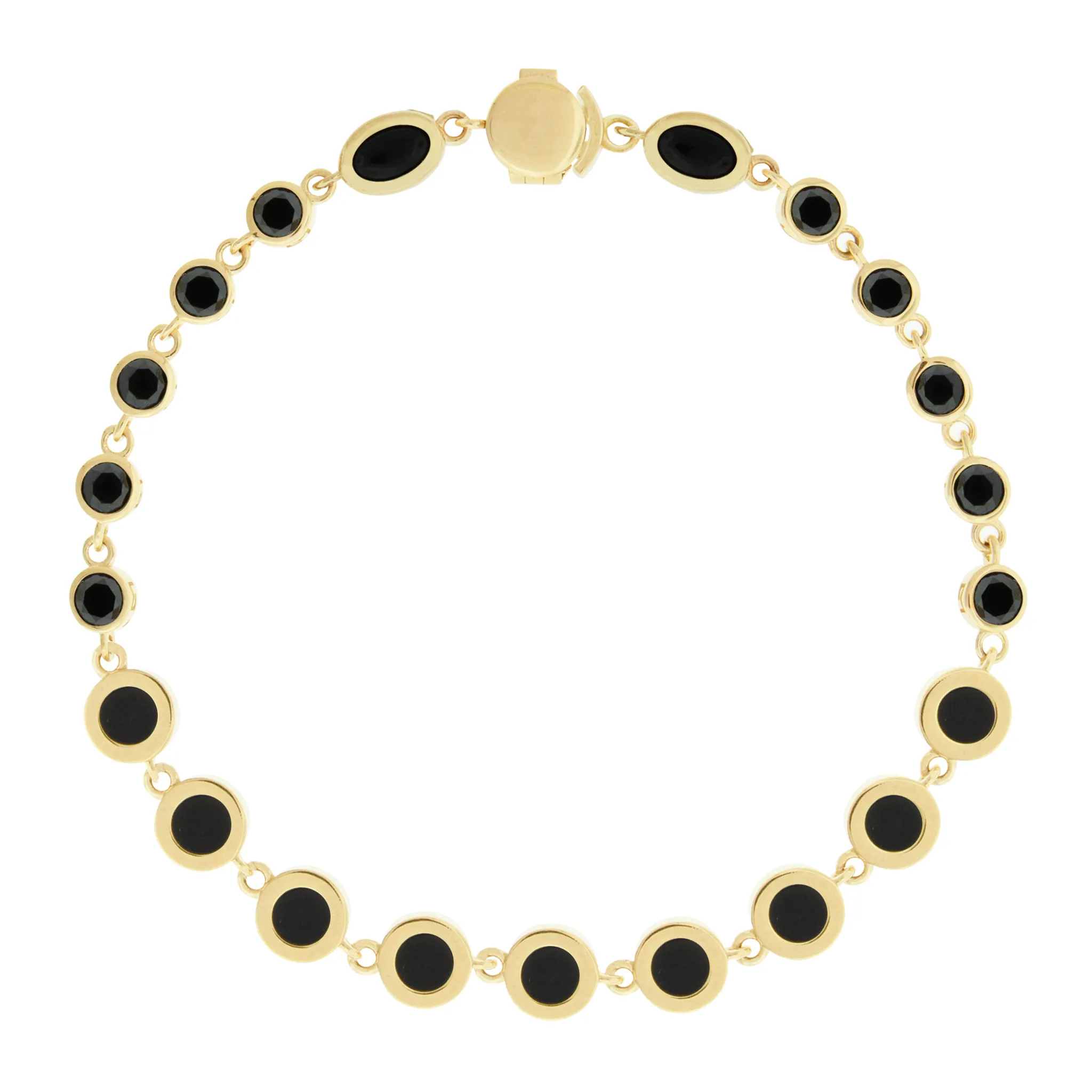 Black Diamond and Onyx Gemstone Gold Bracelet