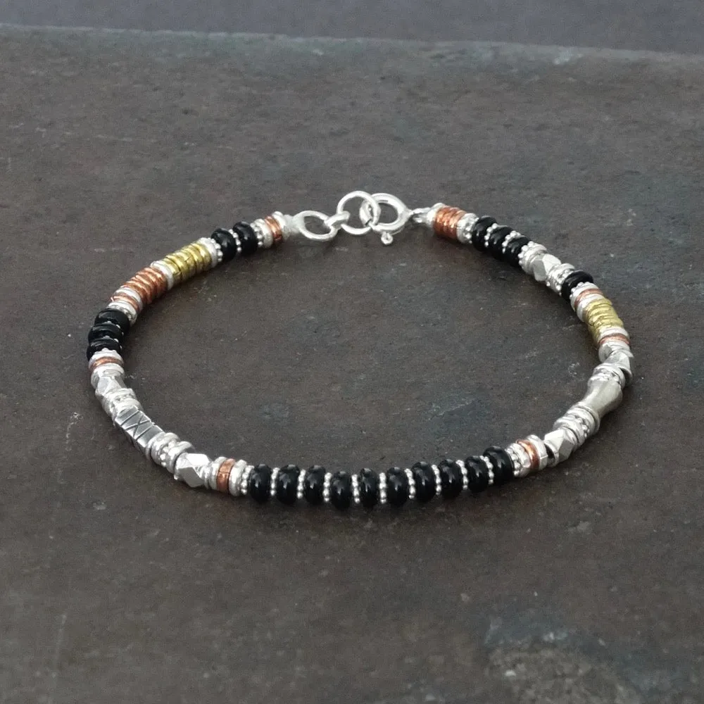 Black Onyx Bracelet and Mixed Metals Bracelet