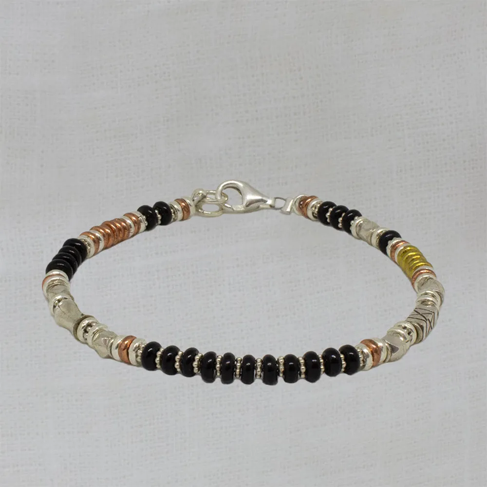 Black Onyx Bracelet and Mixed Metals Bracelet
