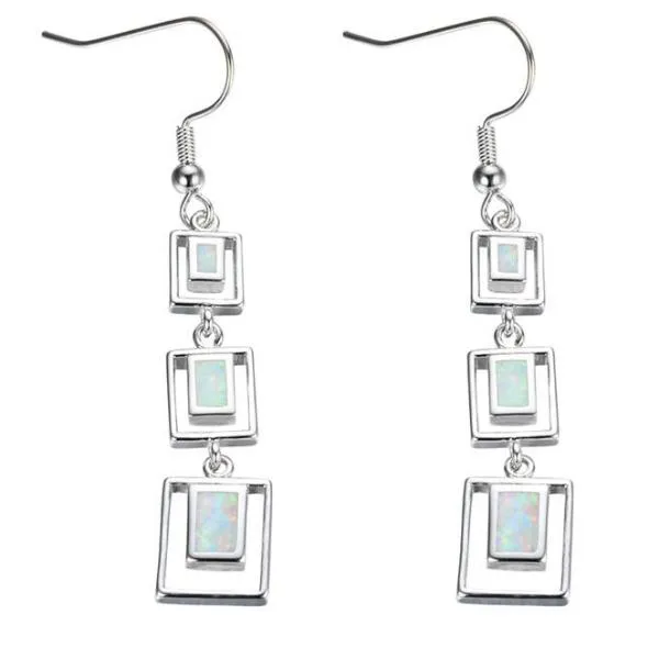 Blue Fire Opal Squared Earrings