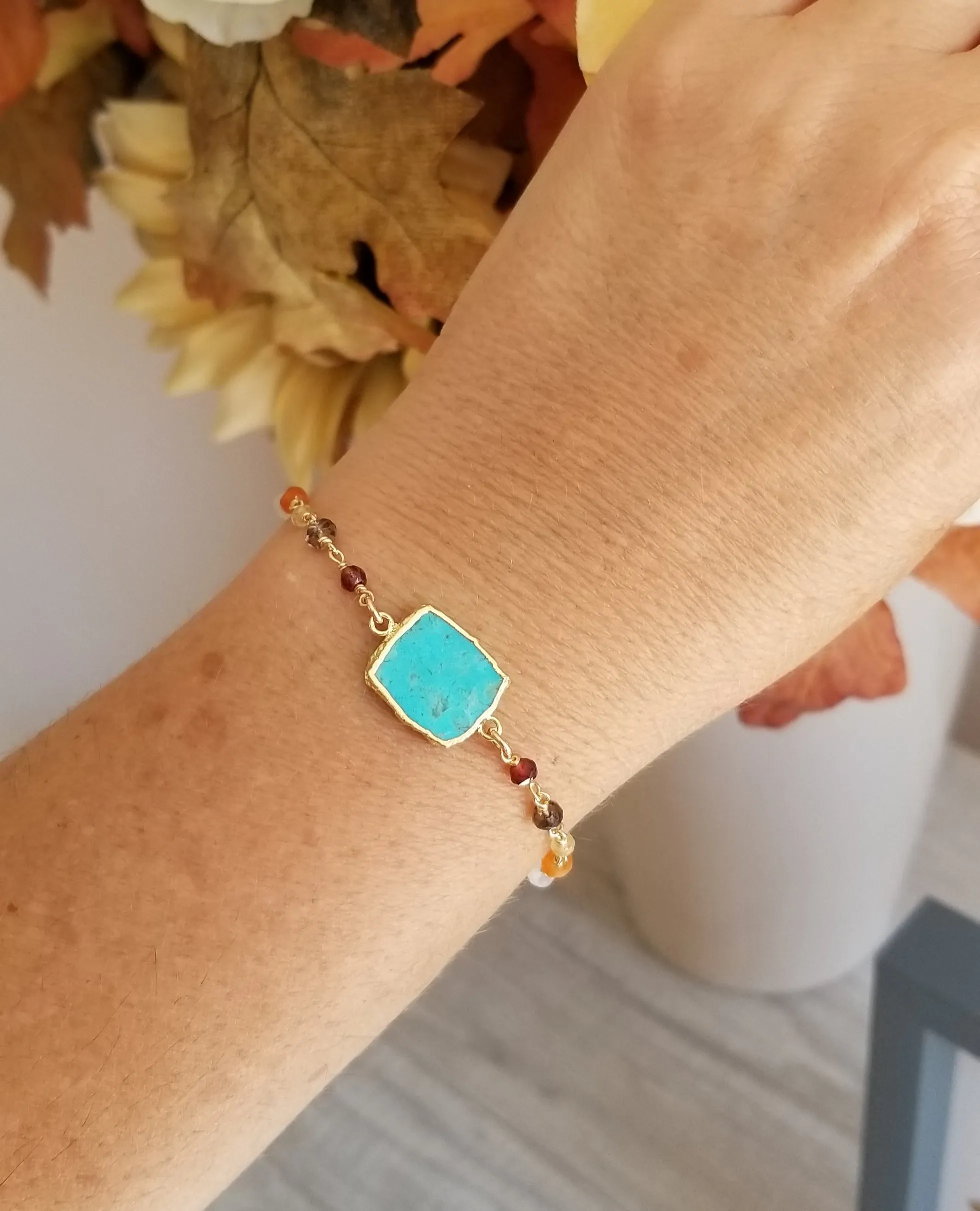 Boho Beaded Chain Bracelet with Turquoise