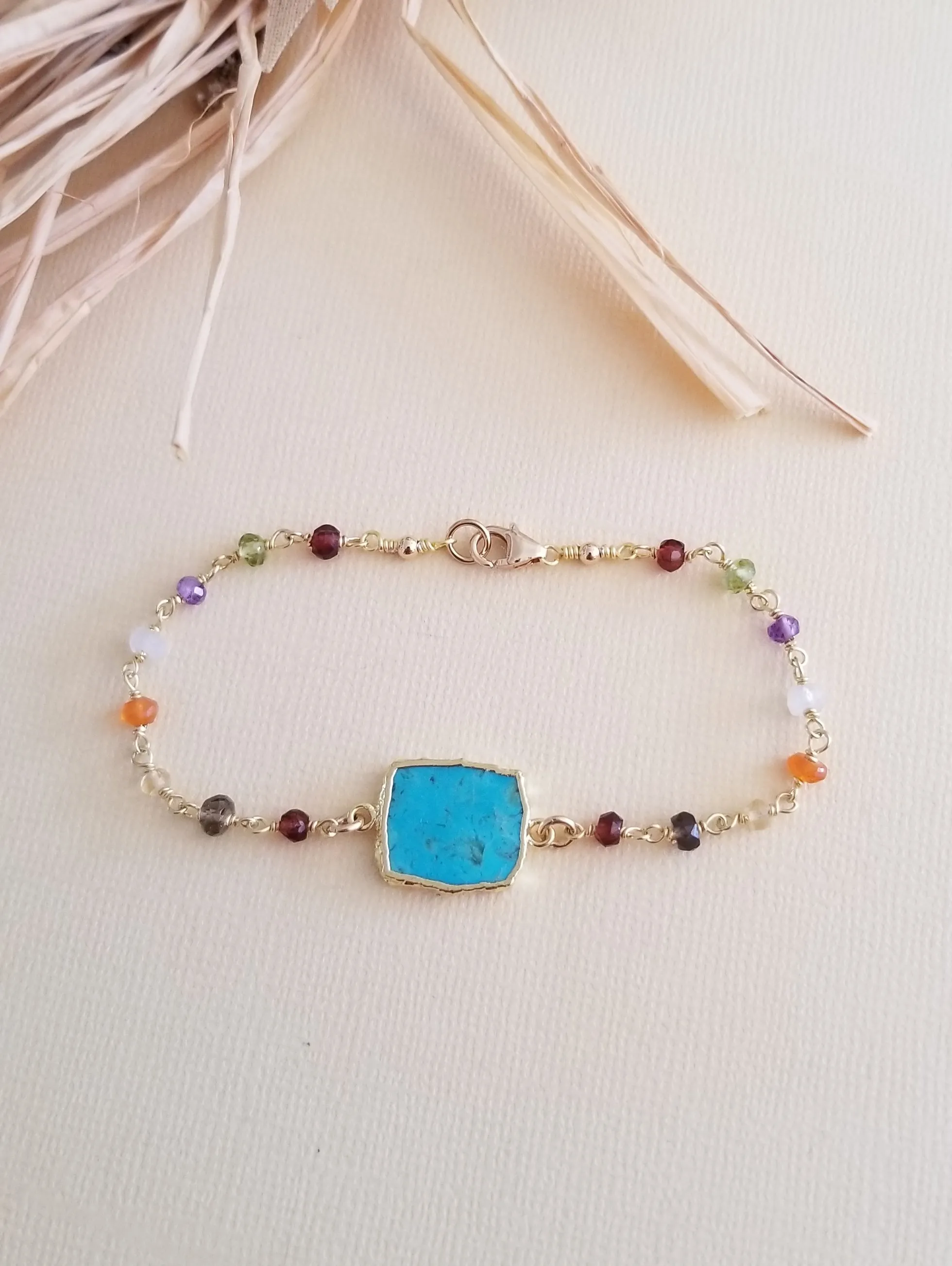 Boho Beaded Chain Bracelet with Turquoise