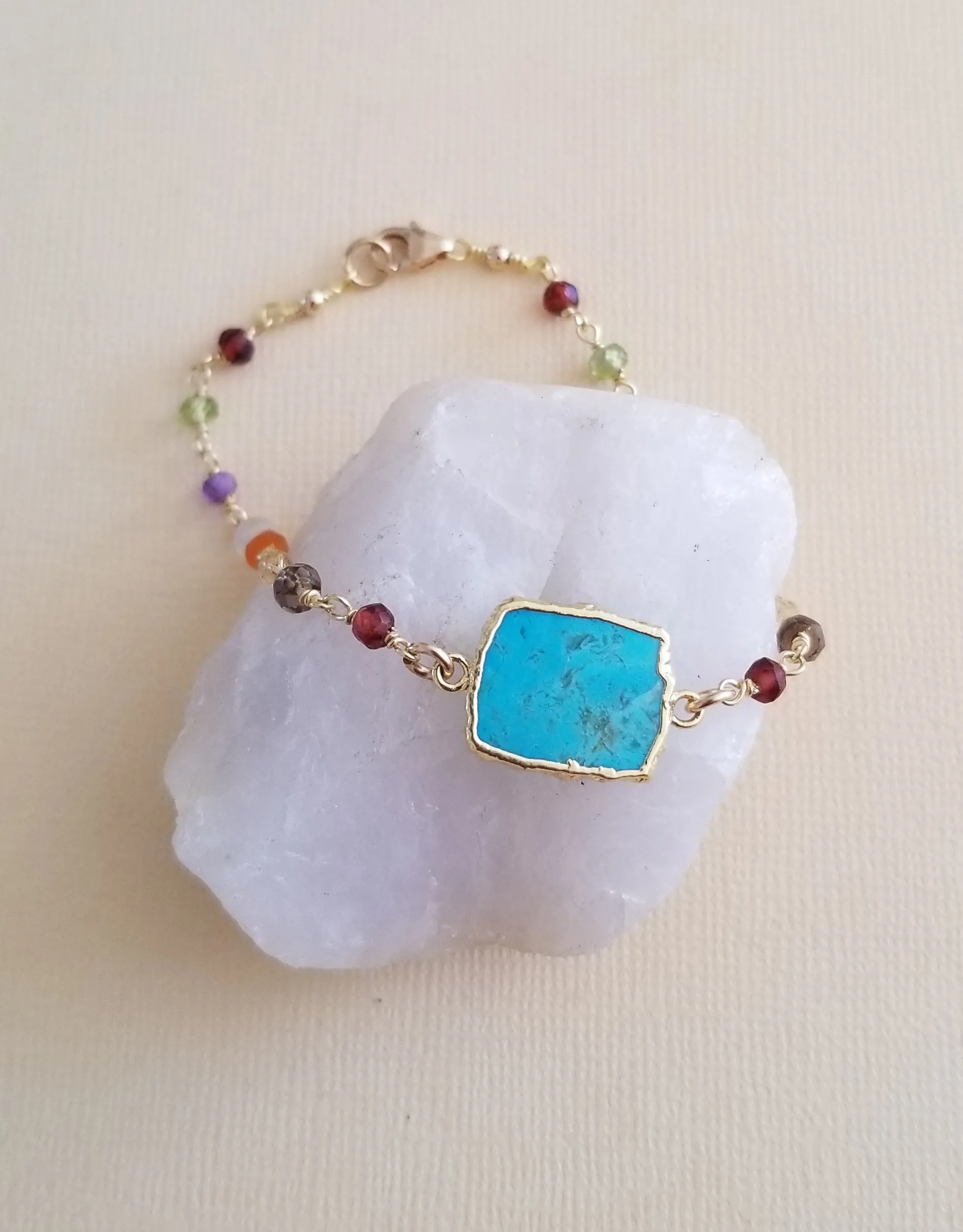 Boho Beaded Chain Bracelet with Turquoise