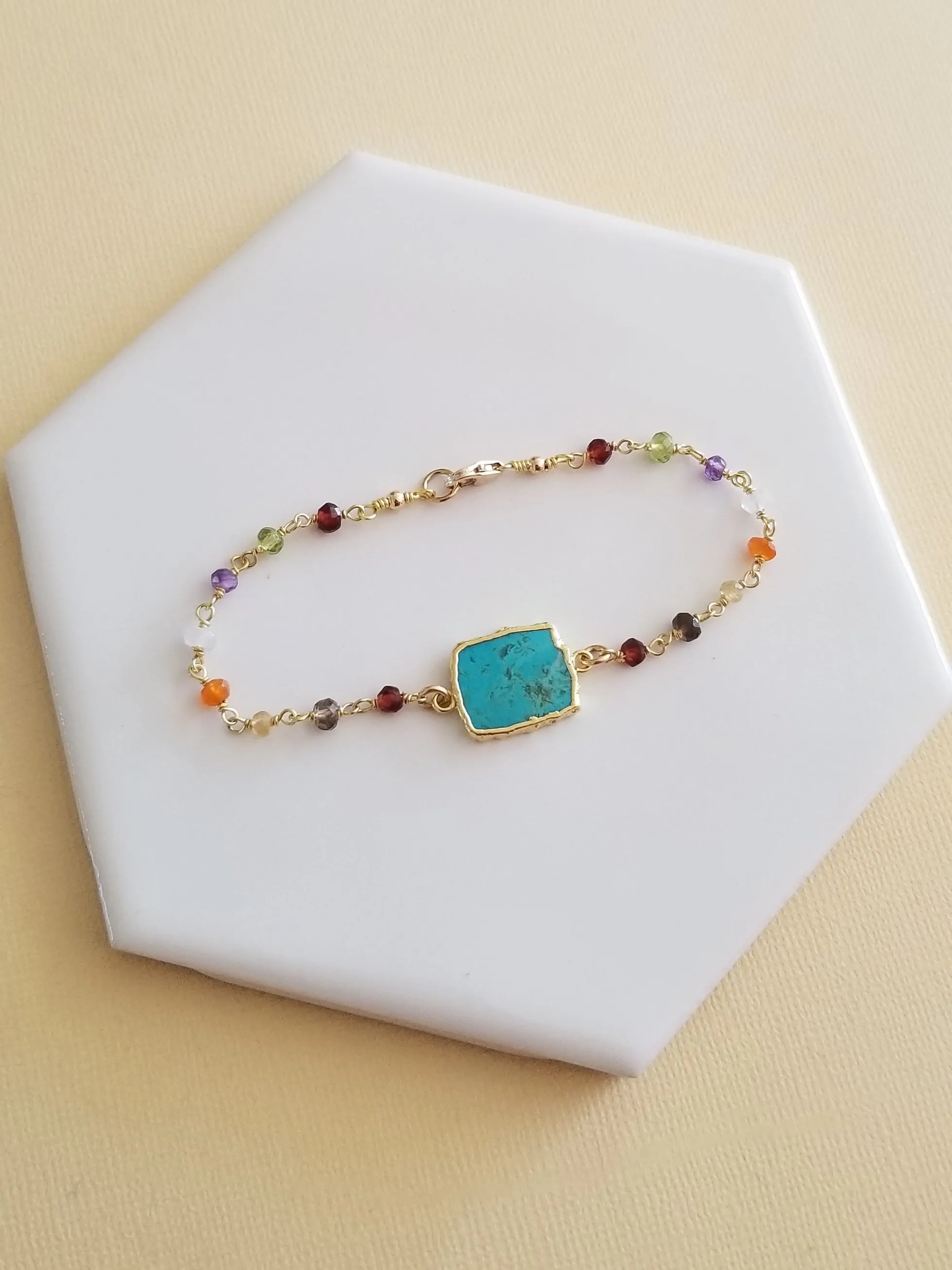 Boho Beaded Chain Bracelet with Turquoise