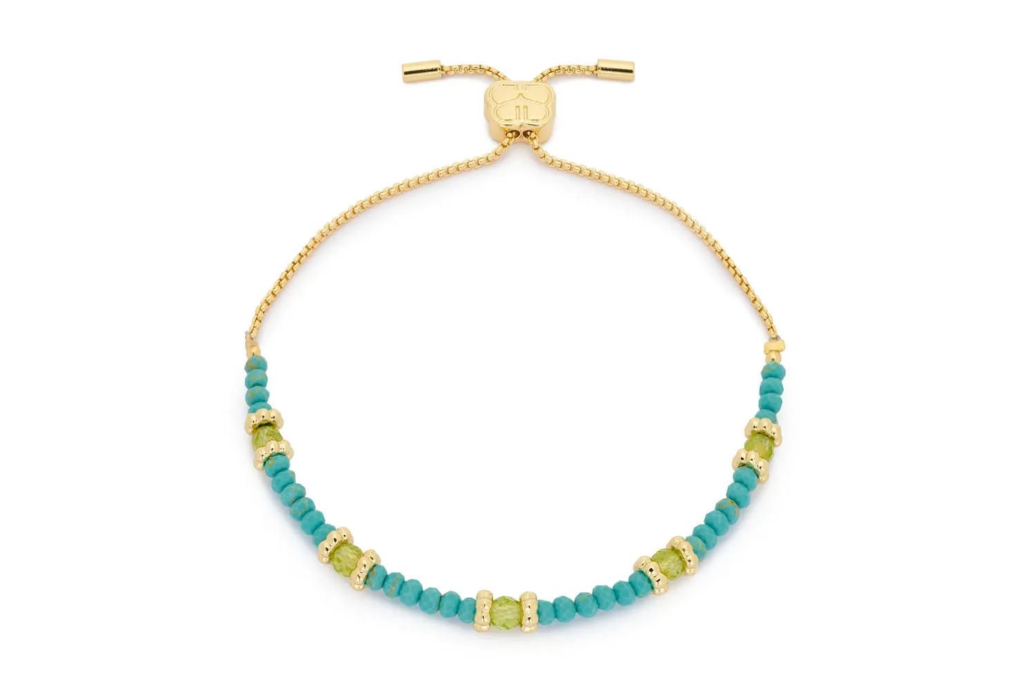 Boracay Peridot and Turquoise Gold Stacking Bracelet