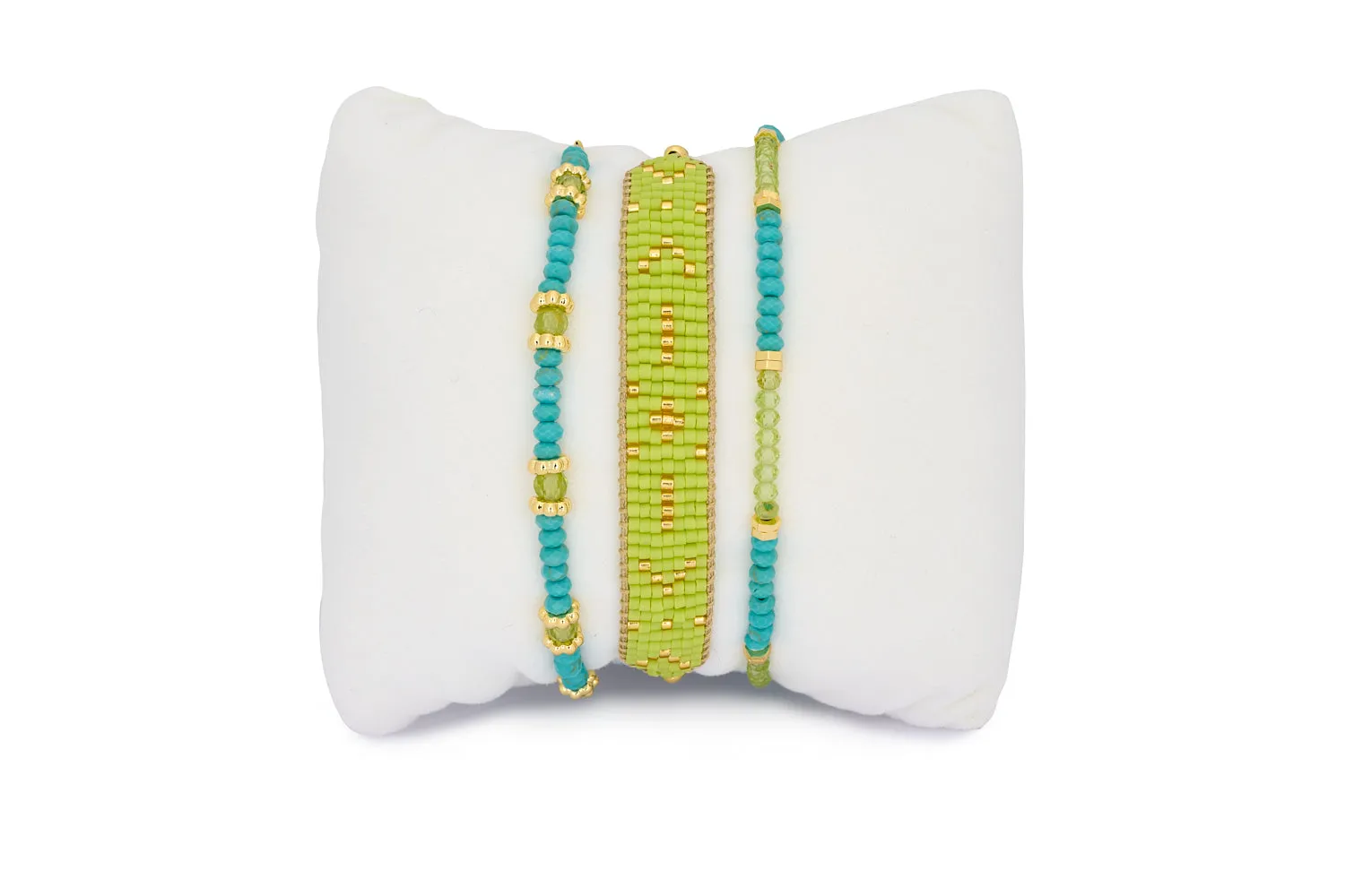 Boracay Peridot and Turquoise Gold Stacking Bracelet