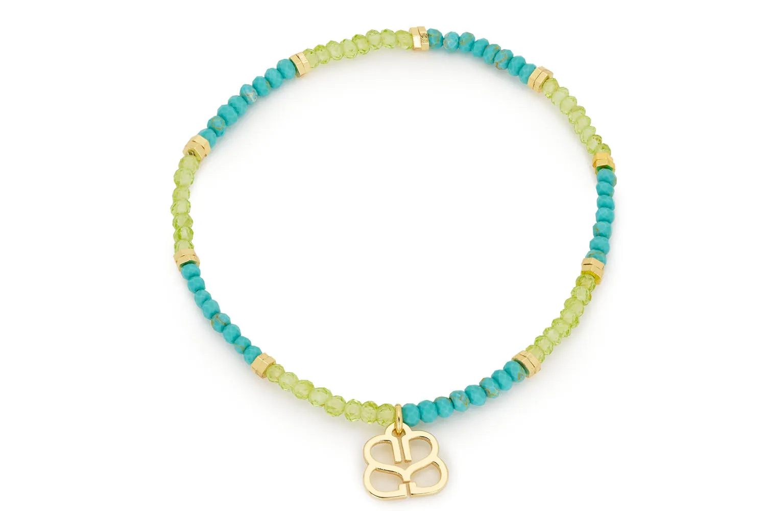 Boracay Peridot and Turquoise Gold Stacking Bracelet