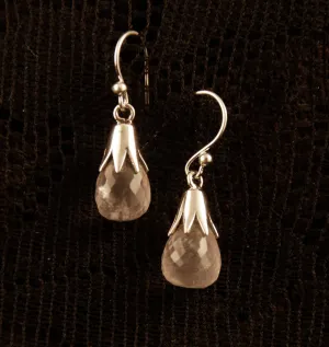 Bud Drop Earrings - Silver - Gemstones
