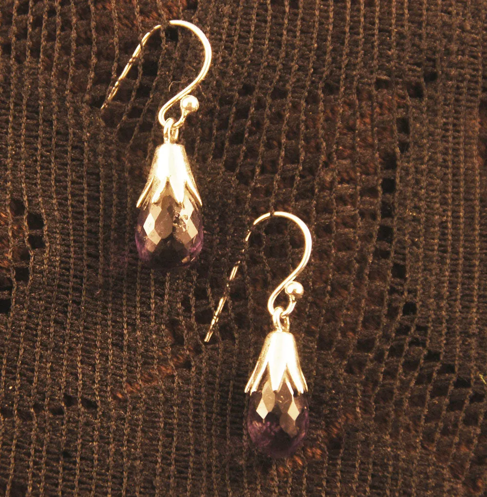 Bud Drop Earrings - Silver - Gemstones