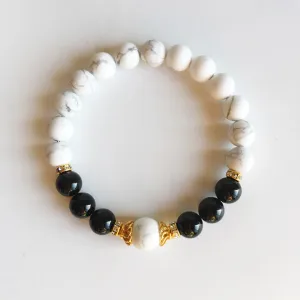 Chakra Black Onyx and White Howlite Bracelet
