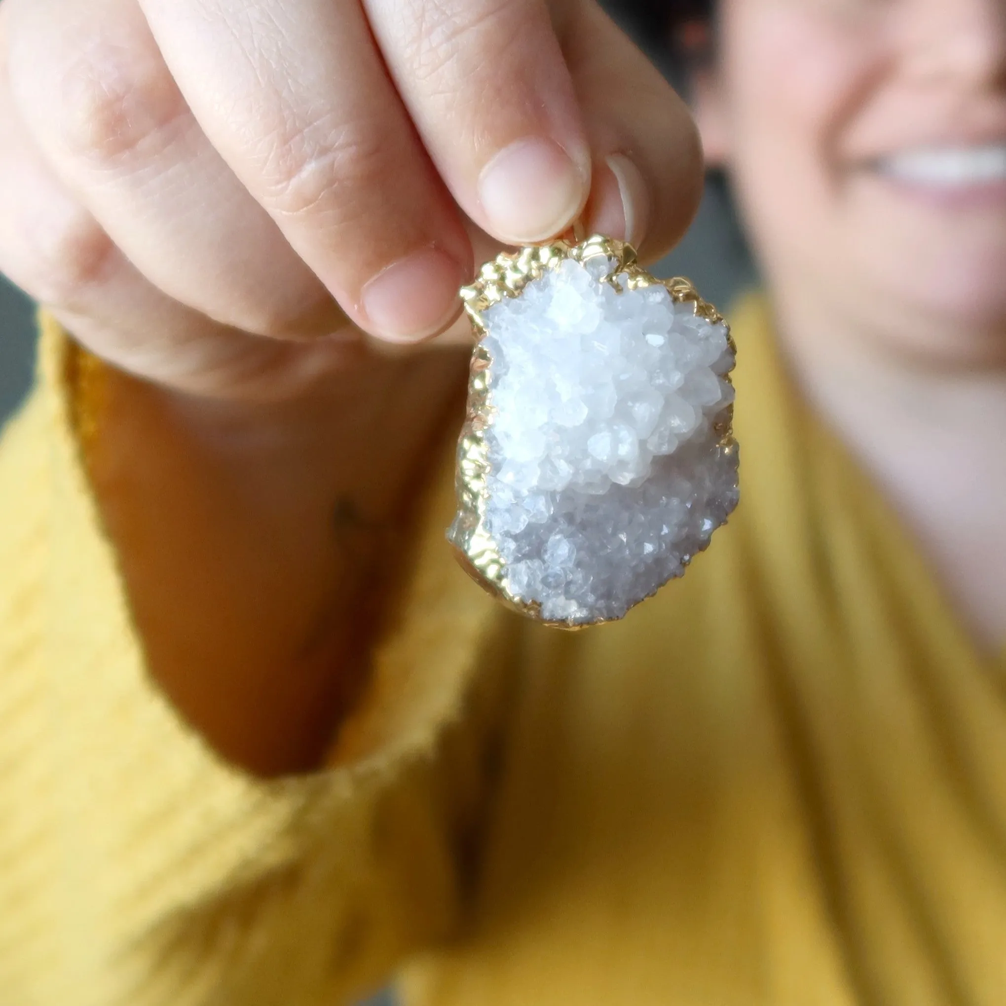 Clear Quartz Pendant Peekaboo Phantom Master Gem Cluster