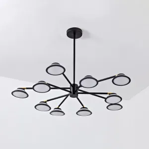 Contemporary Black Starburst Chandelier Light - 10 Heads Metal Pendant Kit for Living Room