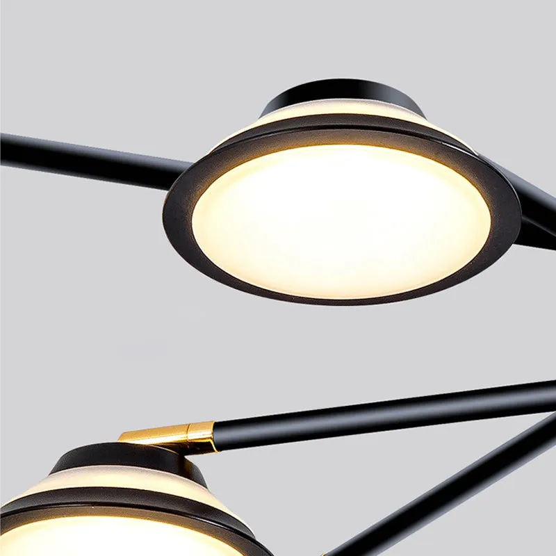 Contemporary Black Starburst Chandelier Light - 10 Heads Metal Pendant Kit for Living Room