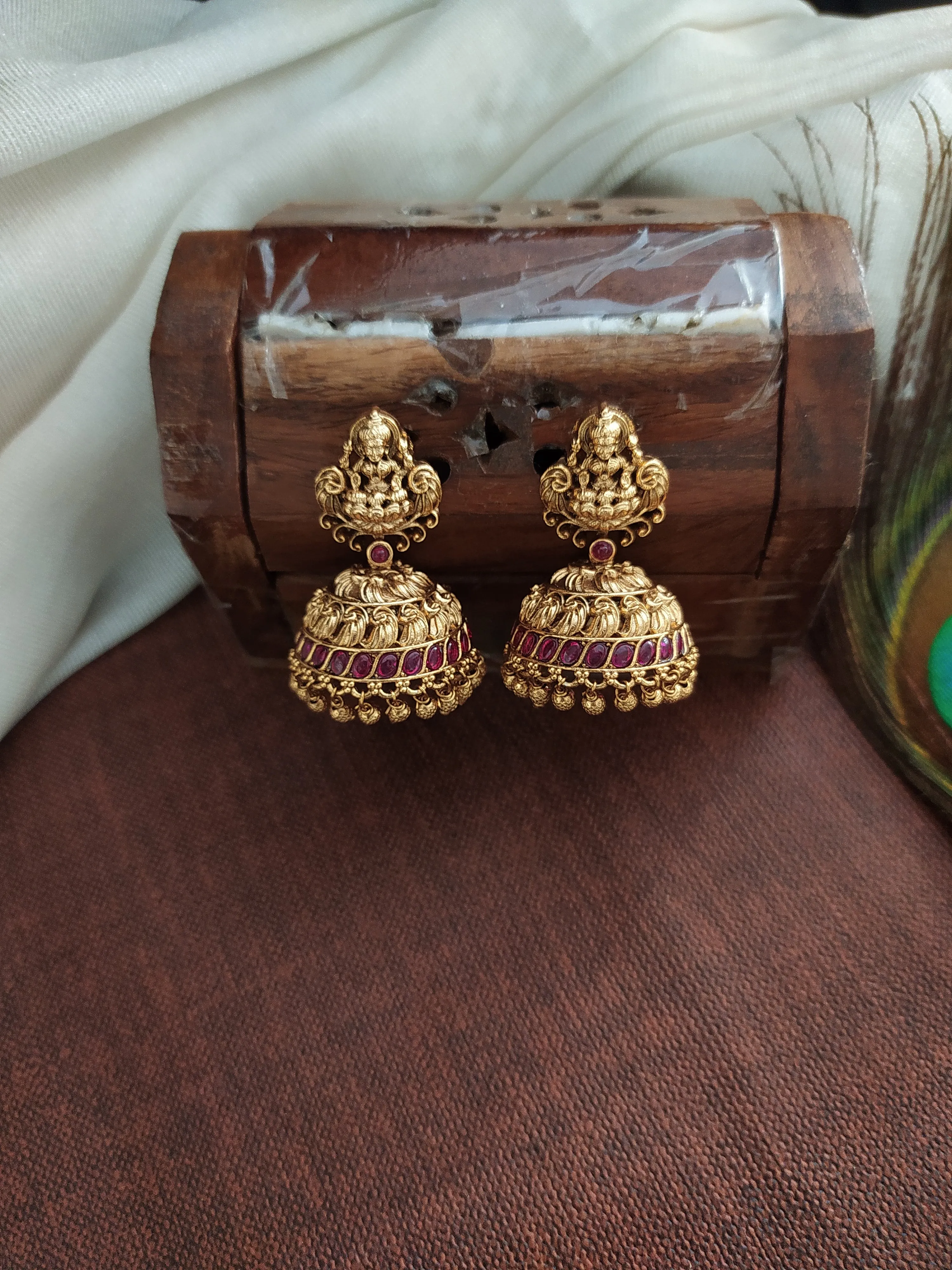 Copper Antique Nagas Work Lakshmi Necklace With Divine Radiance