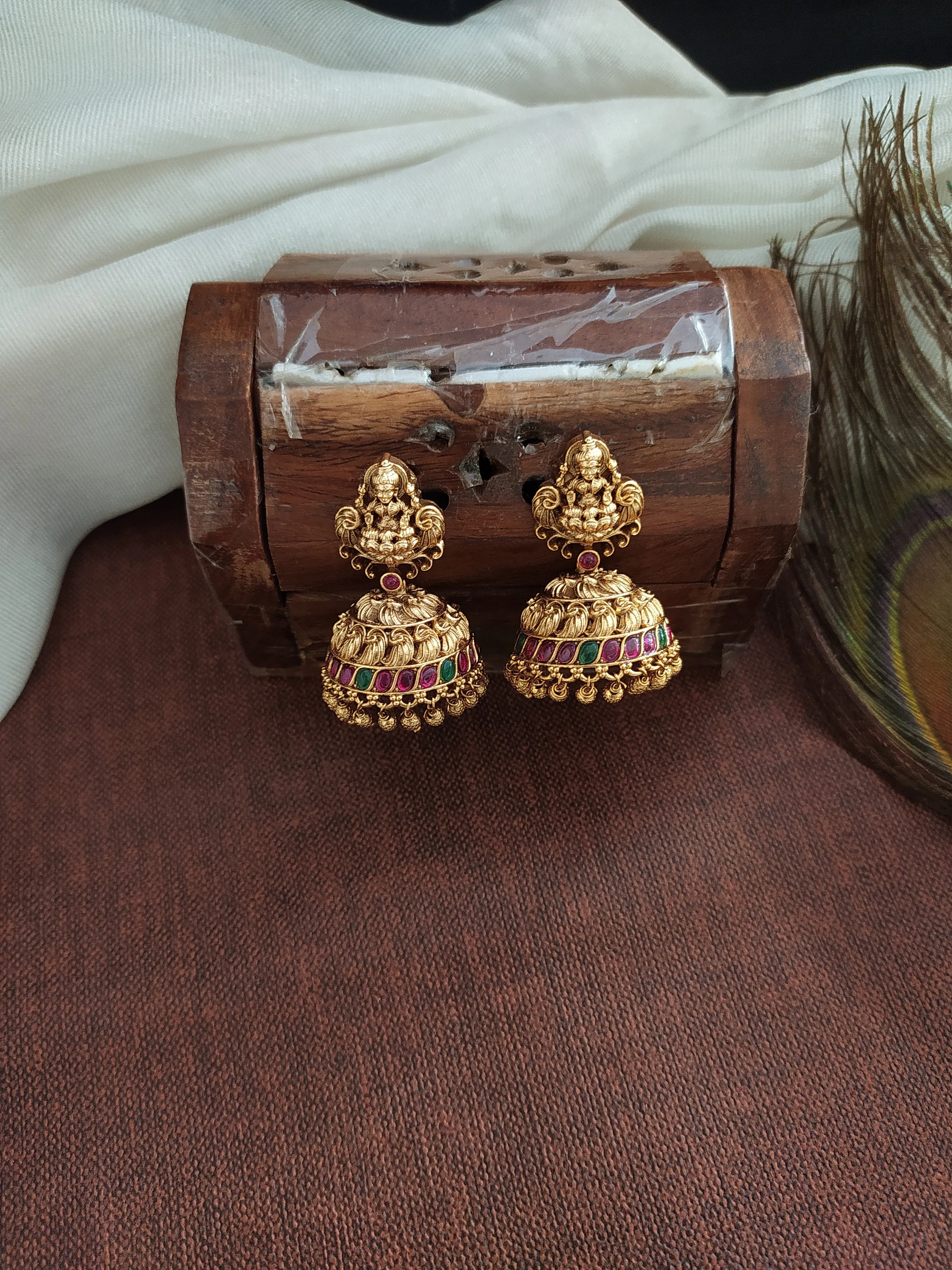 Copper Antique Nagas Work Lakshmi Necklace With Divine Radiance