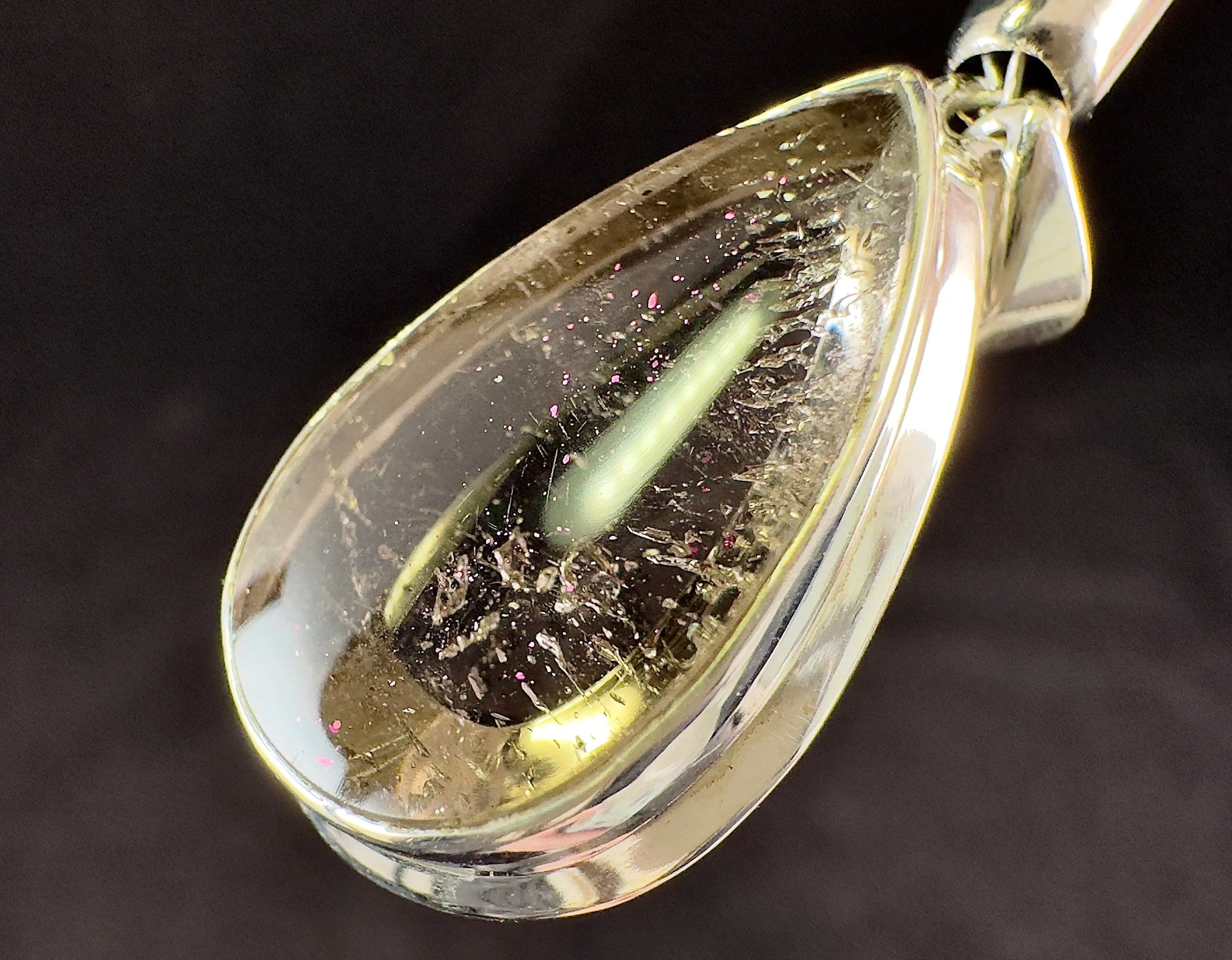 COVELLITE Pink Fire Quartz Crystal Pendant - Fine Jewelry, Healing Crystals and Stones, 54289