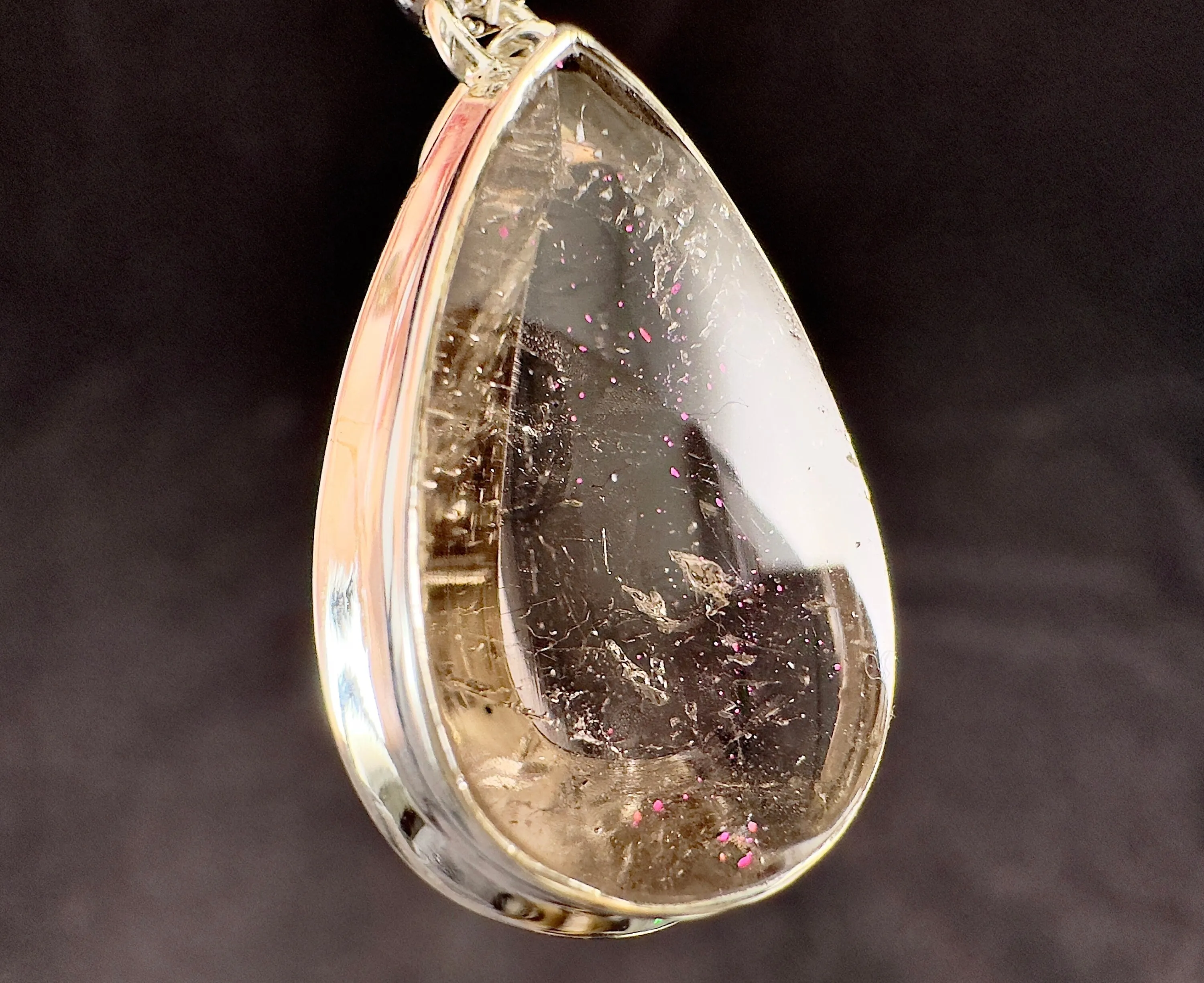 COVELLITE Pink Fire Quartz Crystal Pendant - Fine Jewelry, Healing Crystals and Stones, 54289