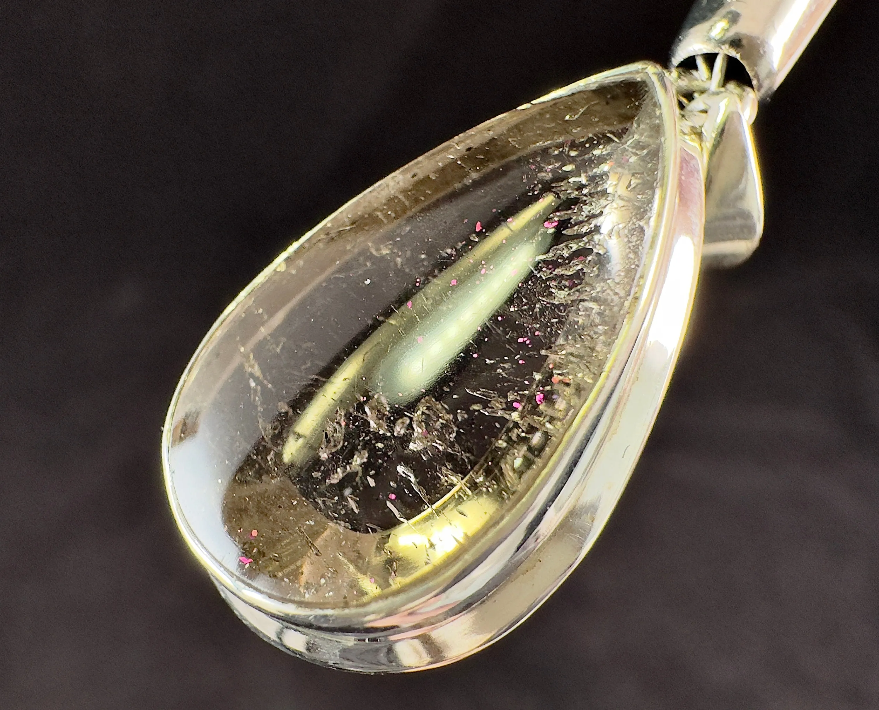 COVELLITE Pink Fire Quartz Crystal Pendant - Fine Jewelry, Healing Crystals and Stones, 54289