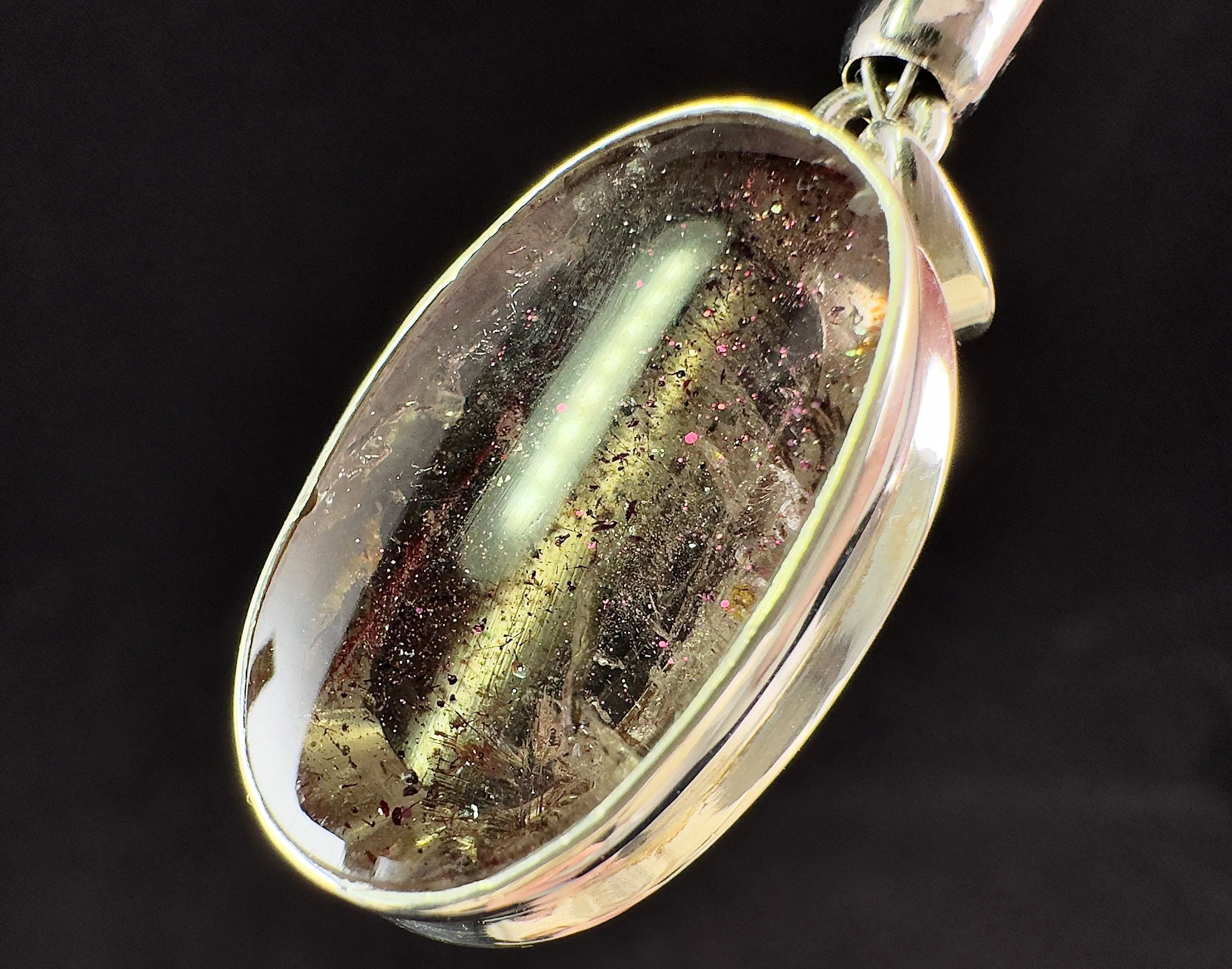 COVELLITE Pink Fire Quartz Crystal Pendant - Fine Jewelry, Healing Crystals and Stones, 54299
