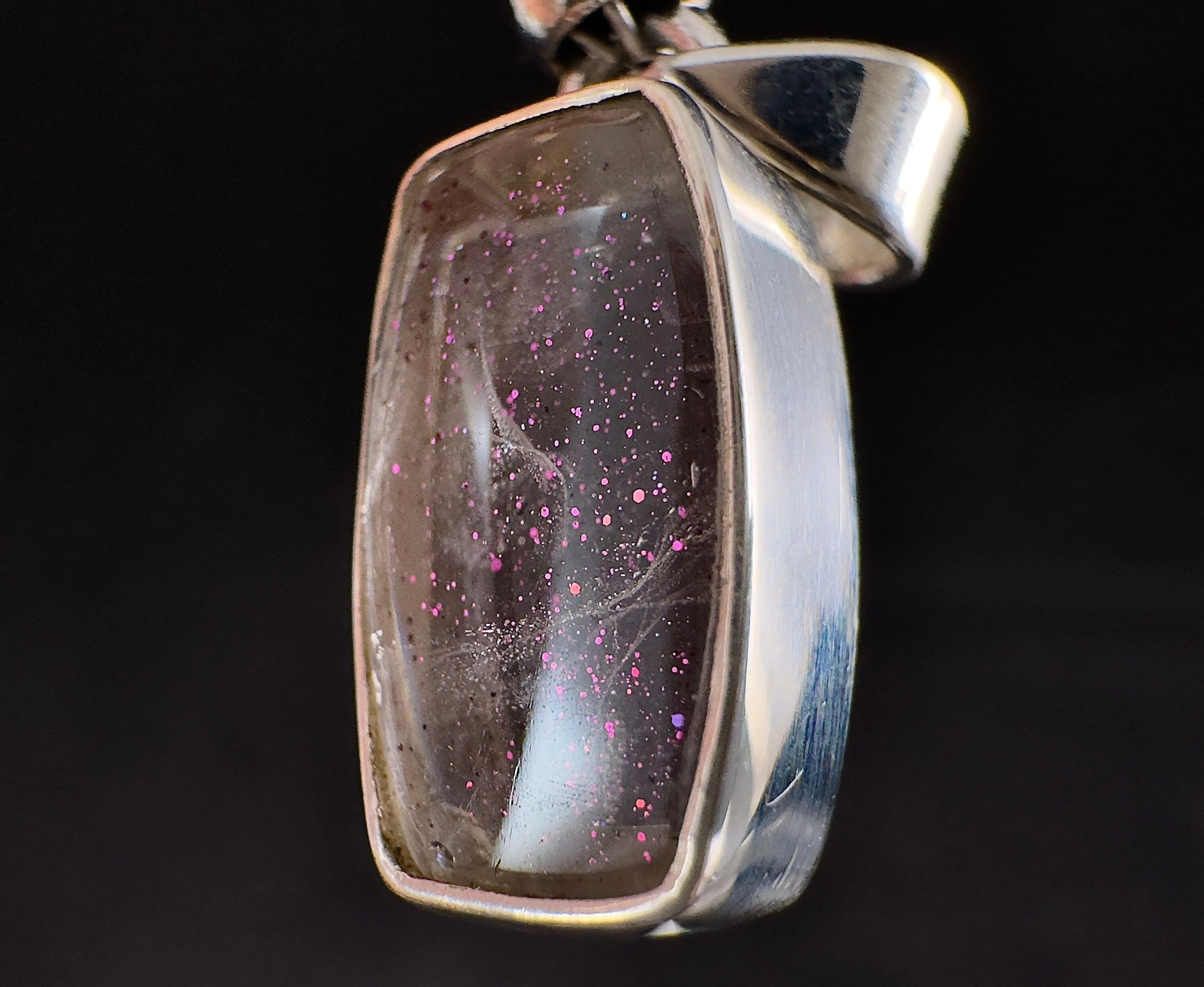 COVELLITE Pink Fire Quartz Crystal Pendant - Fine Jewelry, Healing Crystals and Stones, 54307