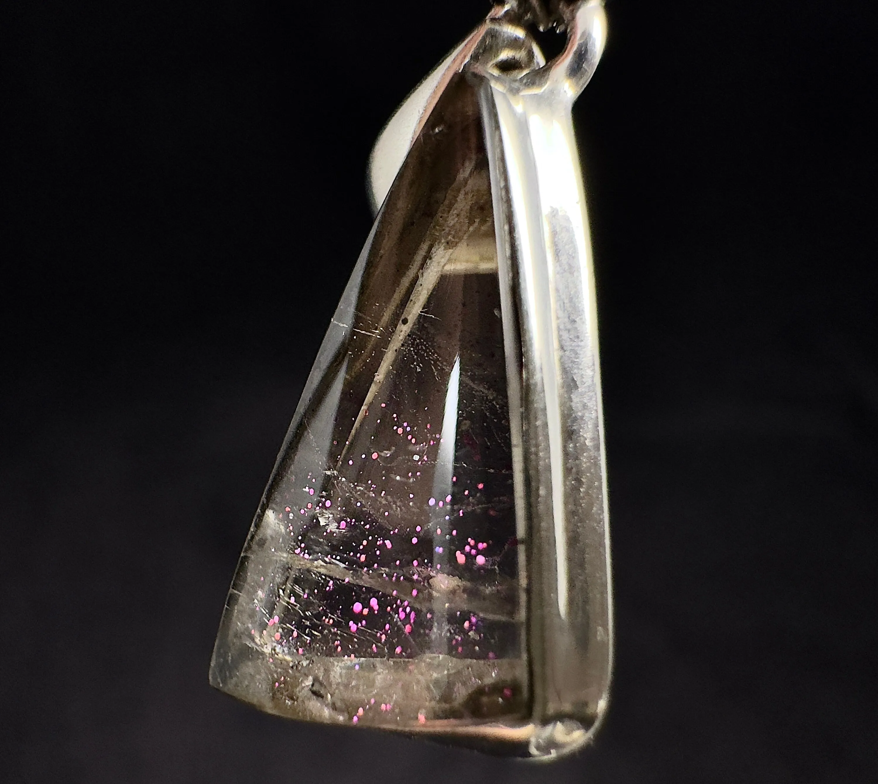 COVELLITE Pink Fire Quartz Crystal Pendant - Handmade Jewelry, Healing Crystals and Stones, 53336