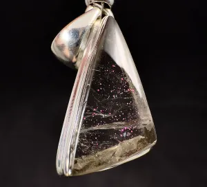 COVELLITE Pink Fire Quartz Crystal Pendant - Handmade Jewelry, Healing Crystals and Stones, 53336