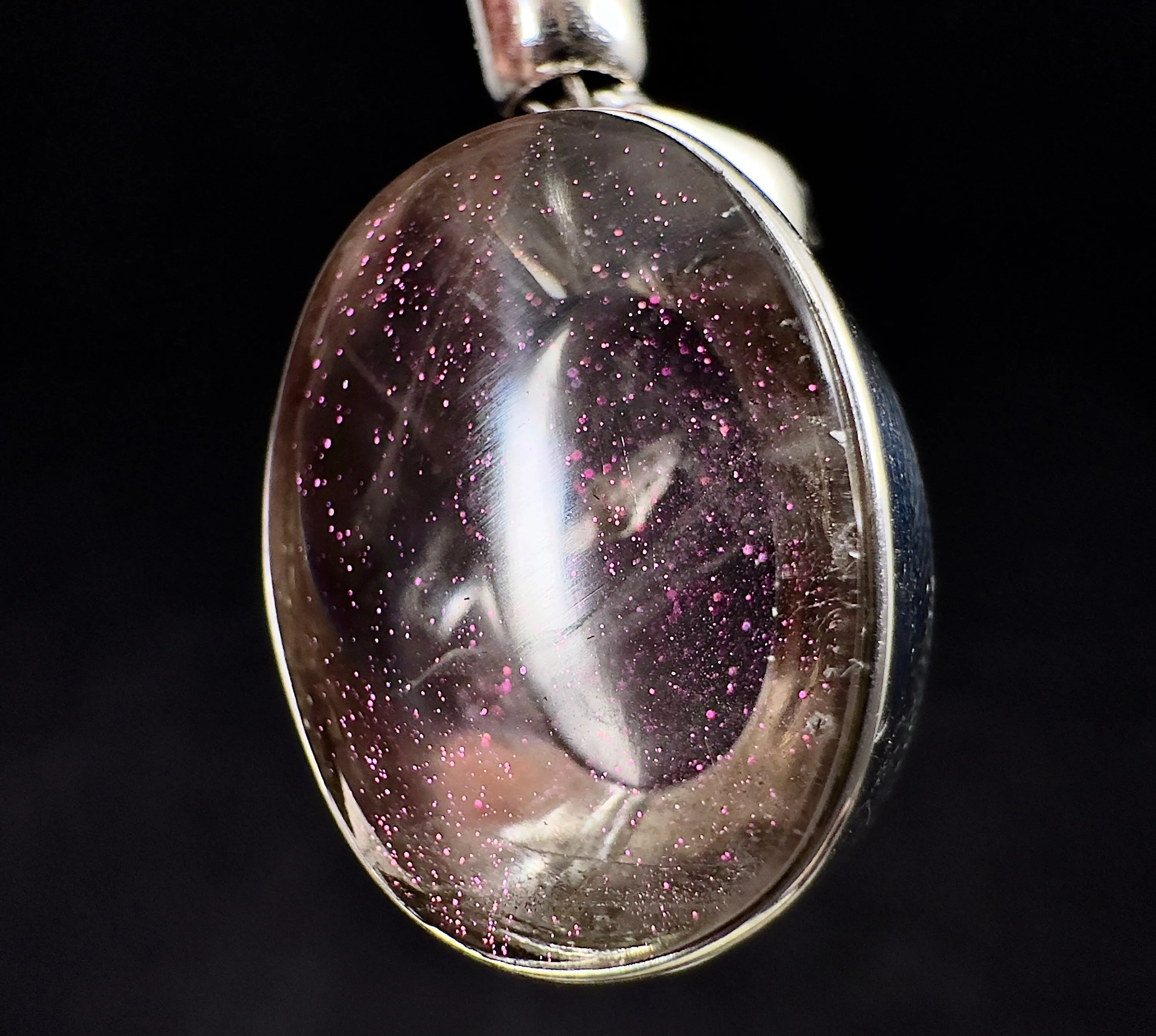 COVELLITE Pink Fire Quartz Crystal Pendant - Handmade Jewelry, Healing Crystals and Stones, 53345