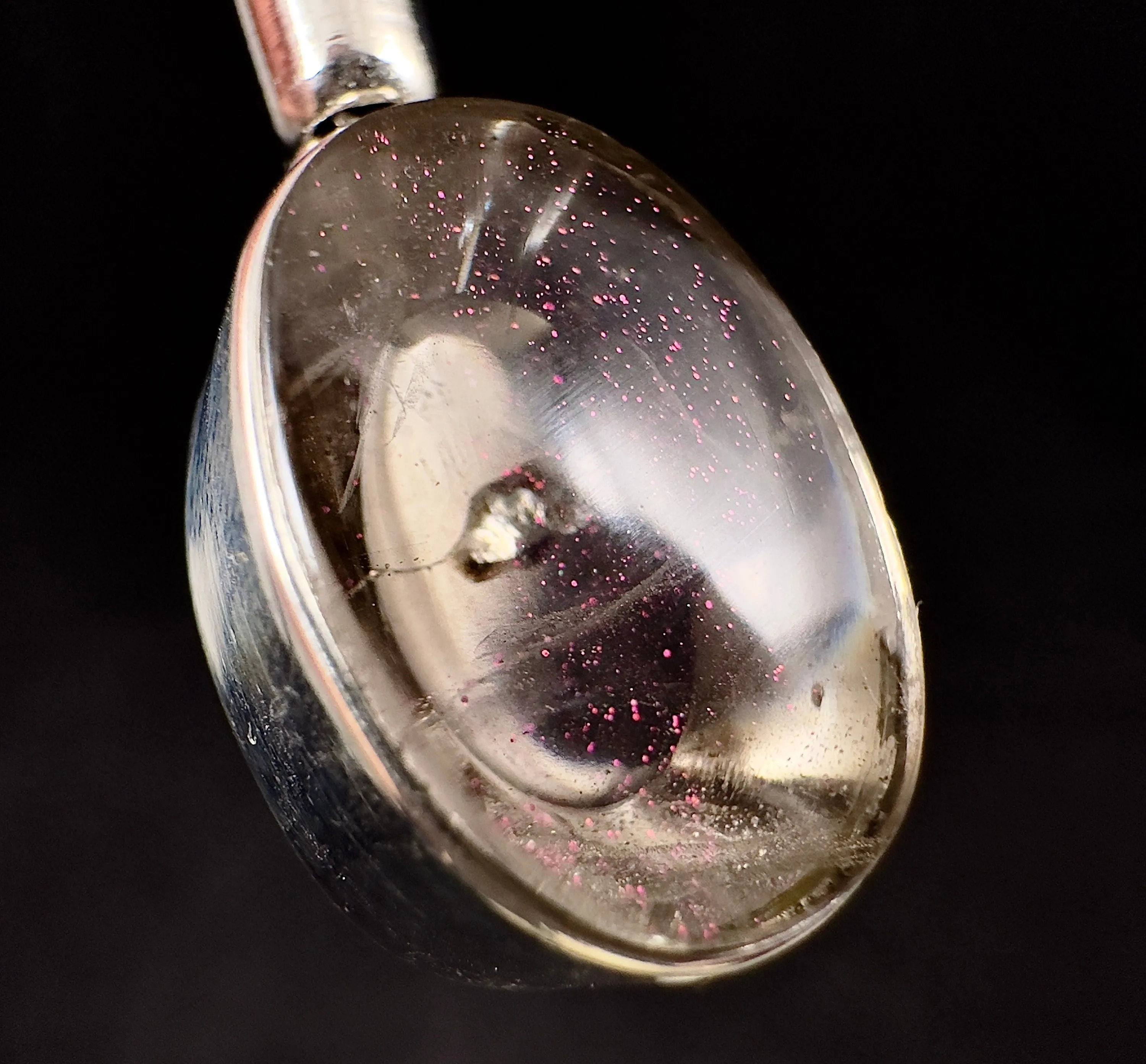 COVELLITE Pink Fire Quartz Crystal Pendant - Handmade Jewelry, Healing Crystals and Stones, 53345