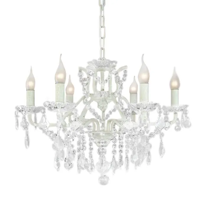 Crystal Chandelier 6 Arm White Shallow - 64 cm