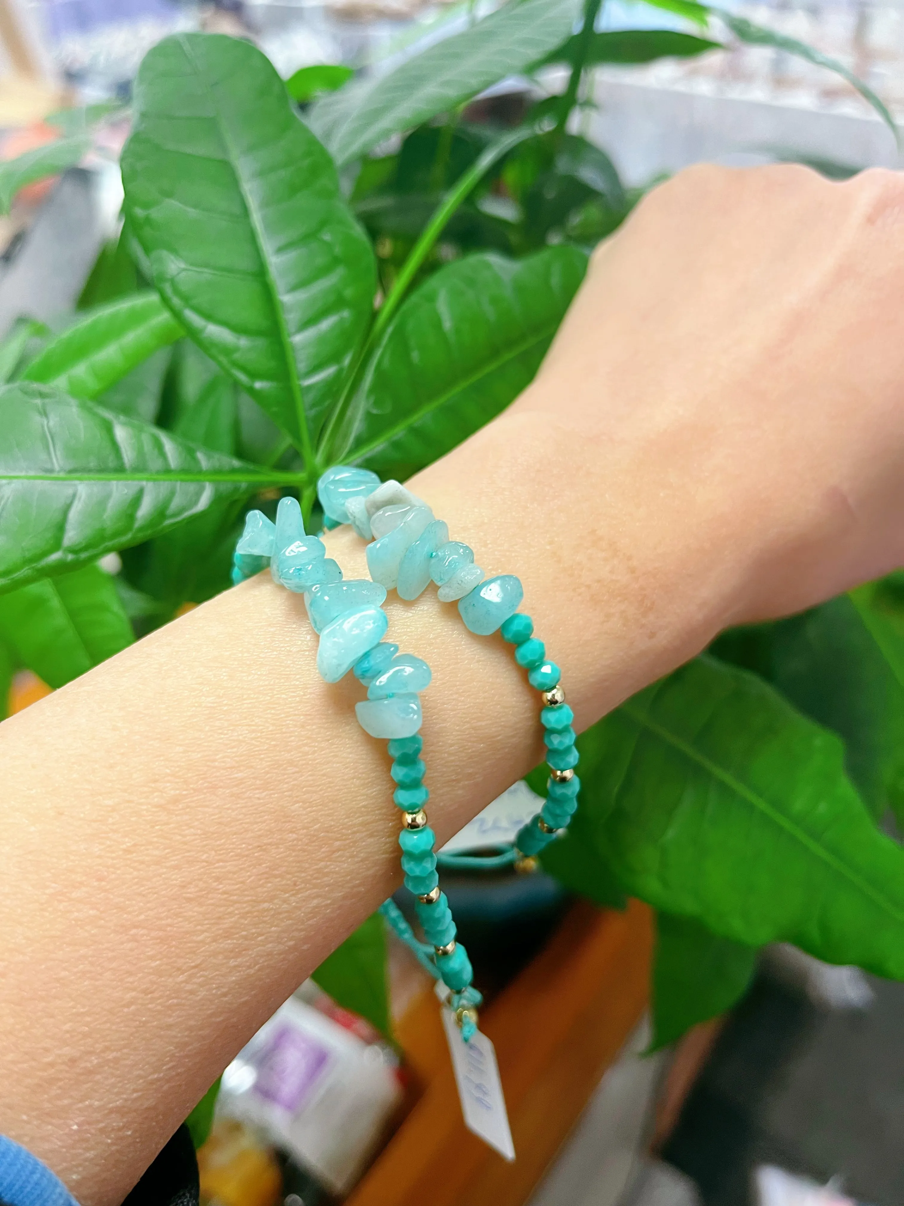 Crystal Chips with Beads Woven Bracelets