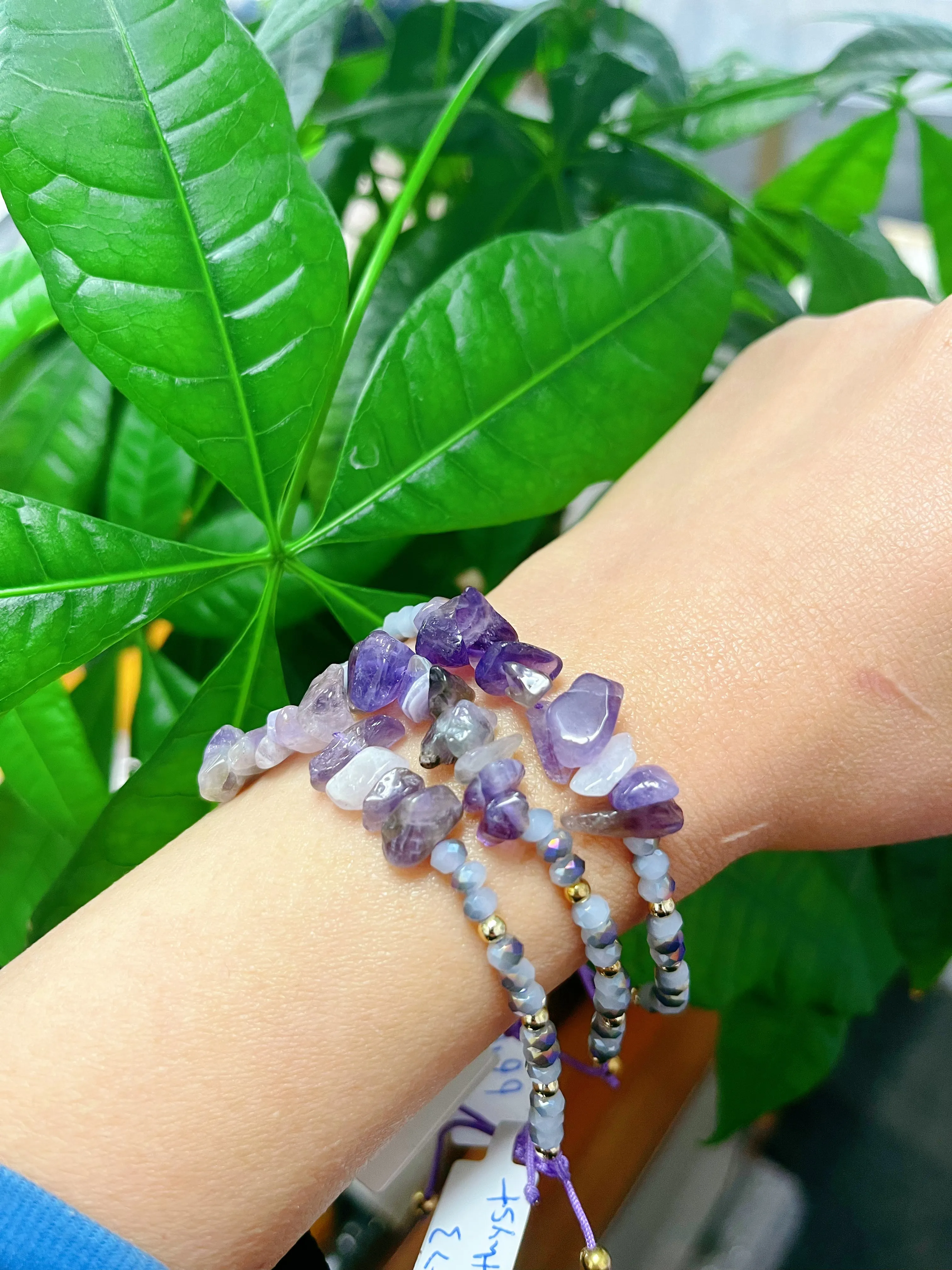 Crystal Chips with Beads Woven Bracelets