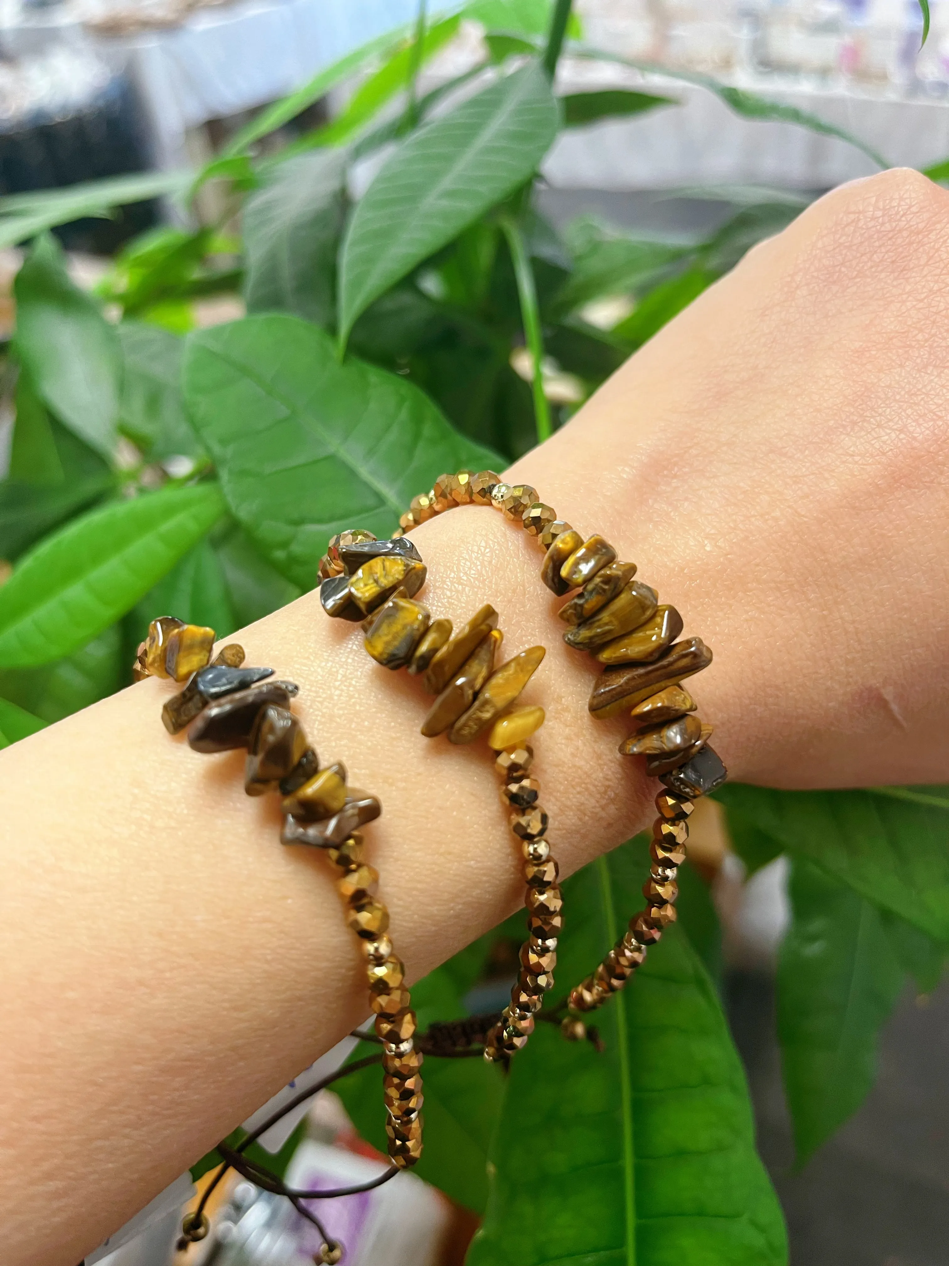 Crystal Chips with Beads Woven Bracelets