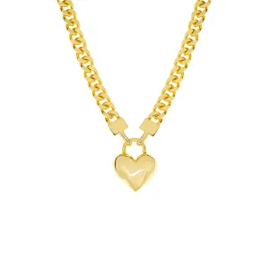 curb chain necklace with heart pendant