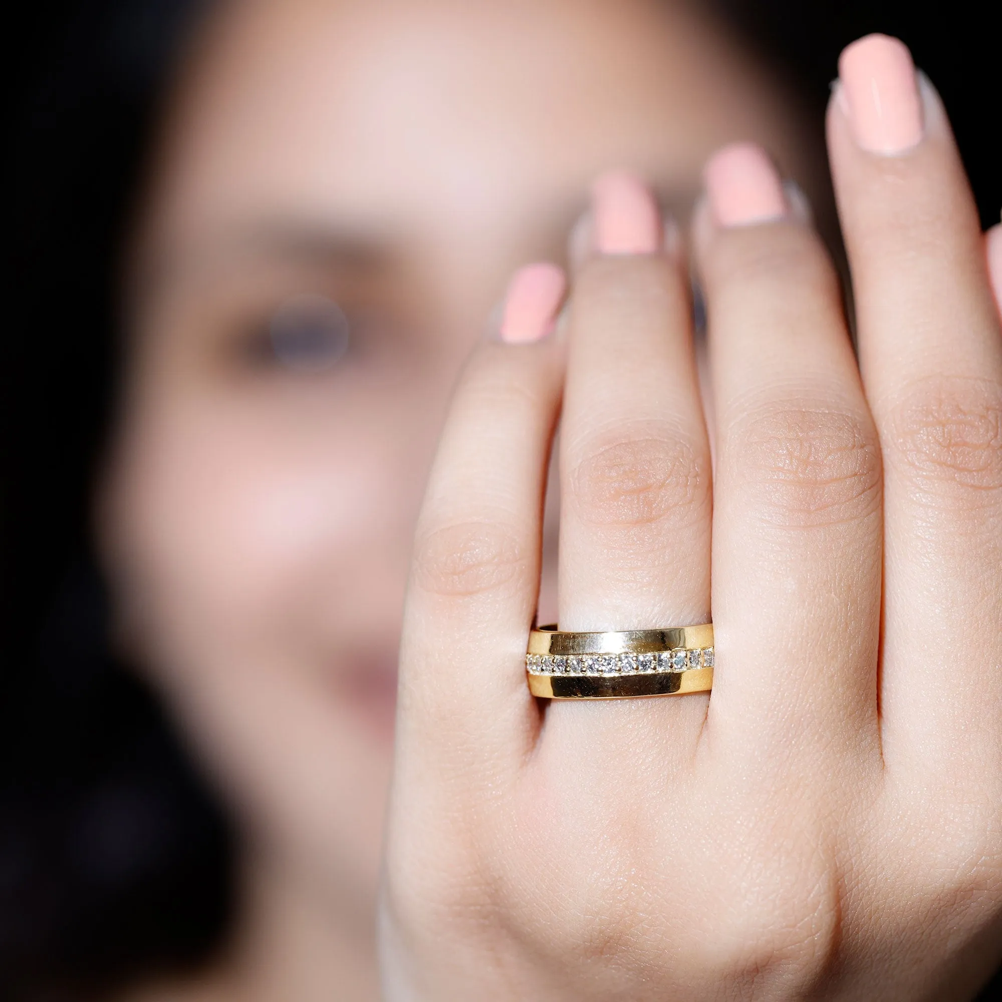 Diamond Wide Wedding Band Ring