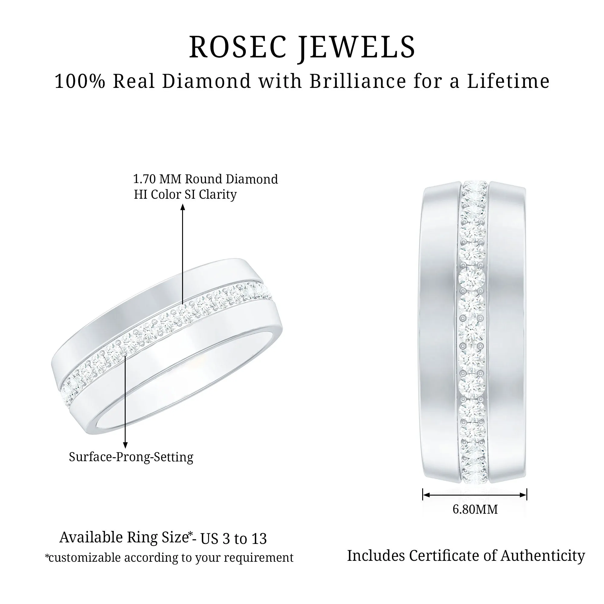 Diamond Wide Wedding Band Ring