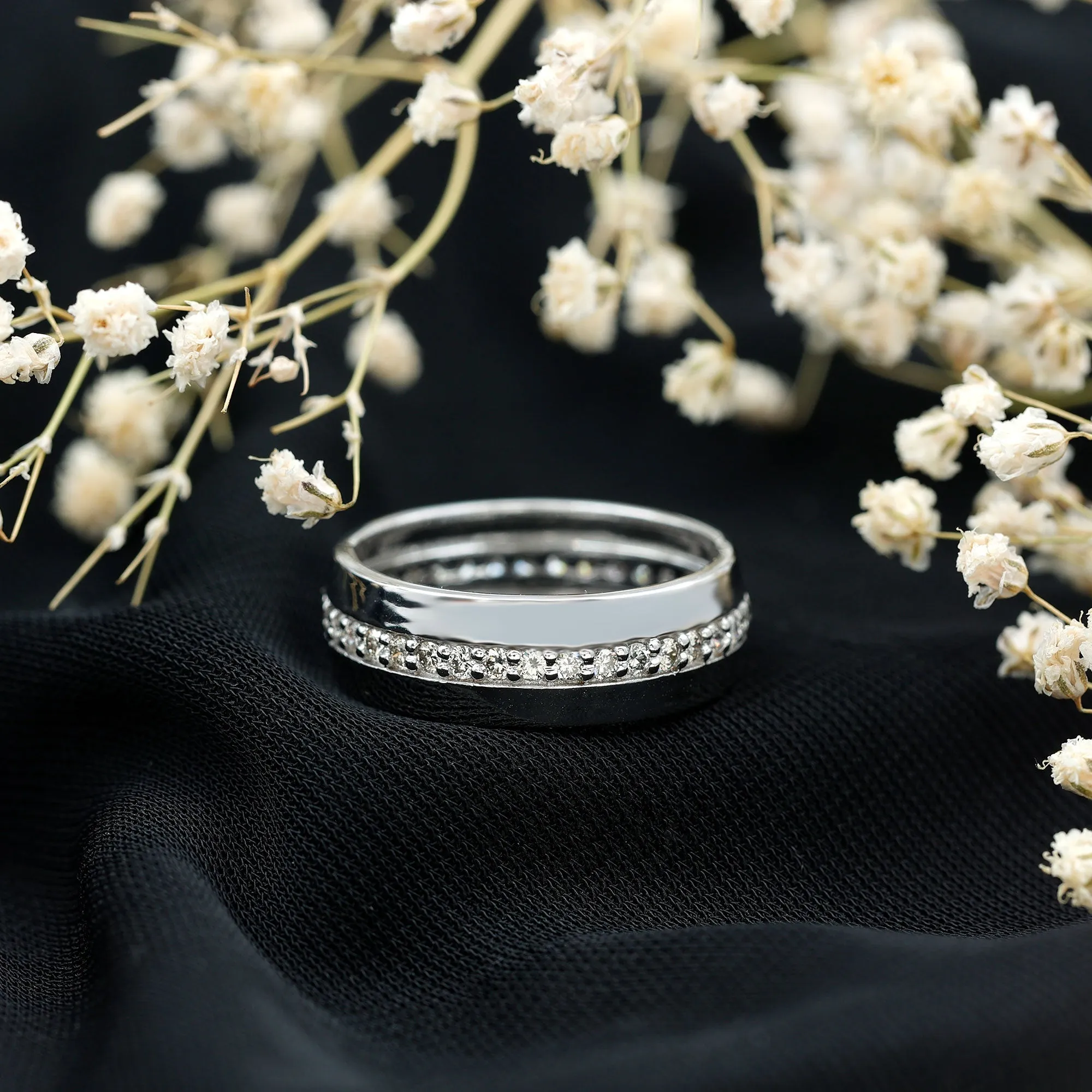 Diamond Wide Wedding Band Ring