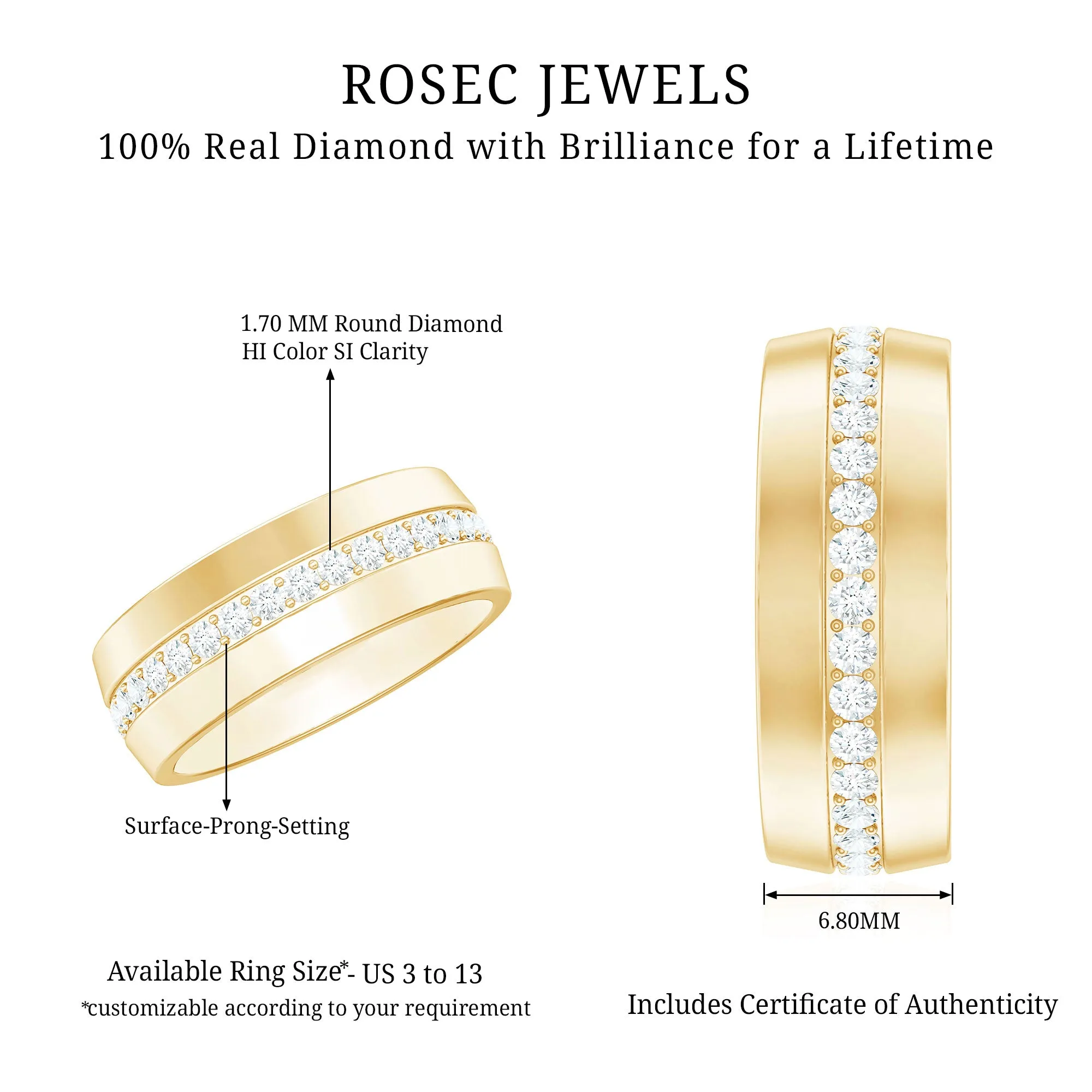 Diamond Wide Wedding Band Ring