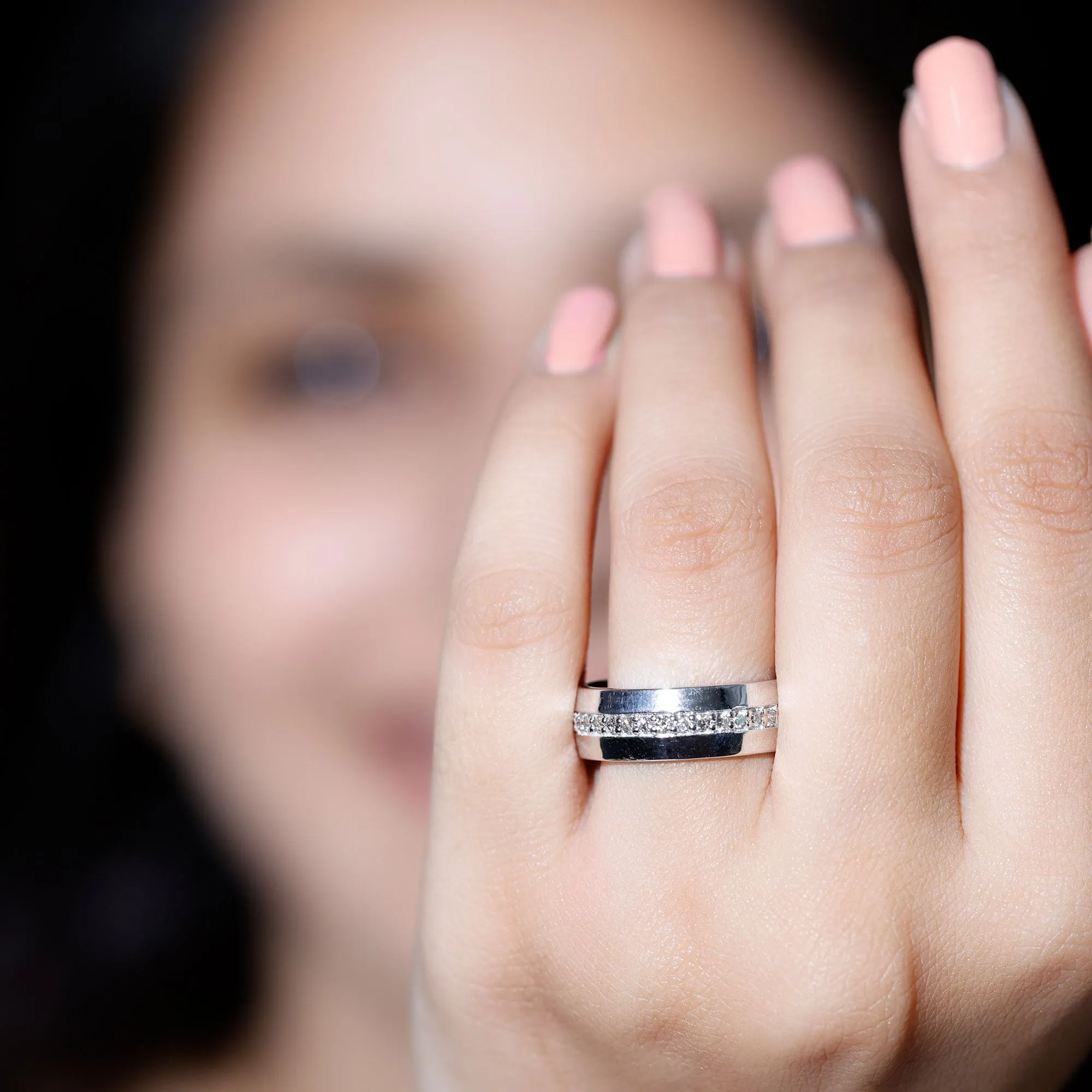 Diamond Wide Wedding Band Ring
