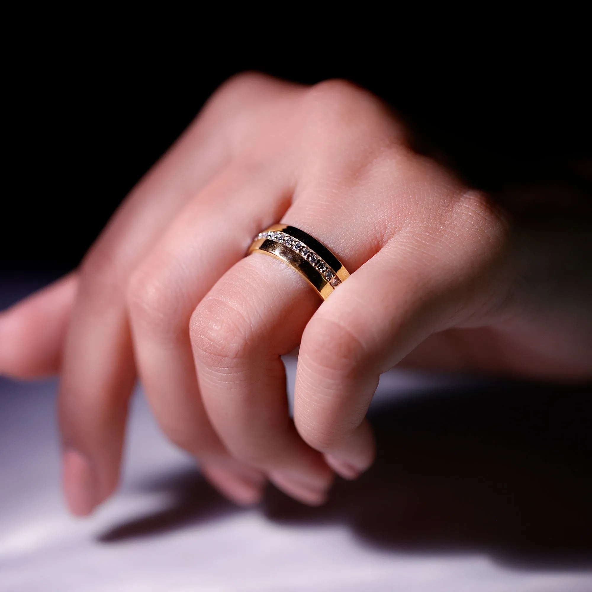 Diamond Wide Wedding Band Ring