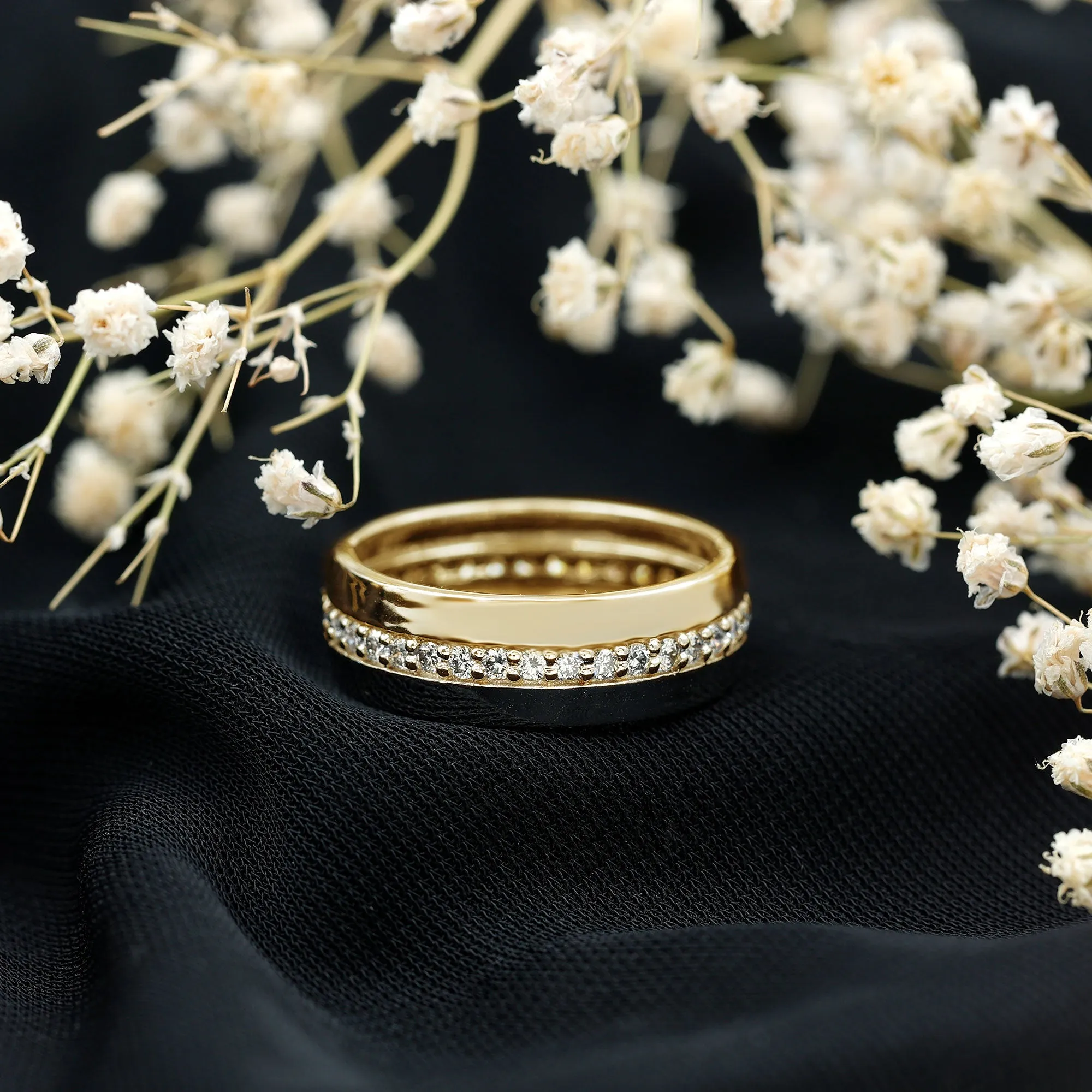 Diamond Wide Wedding Band Ring