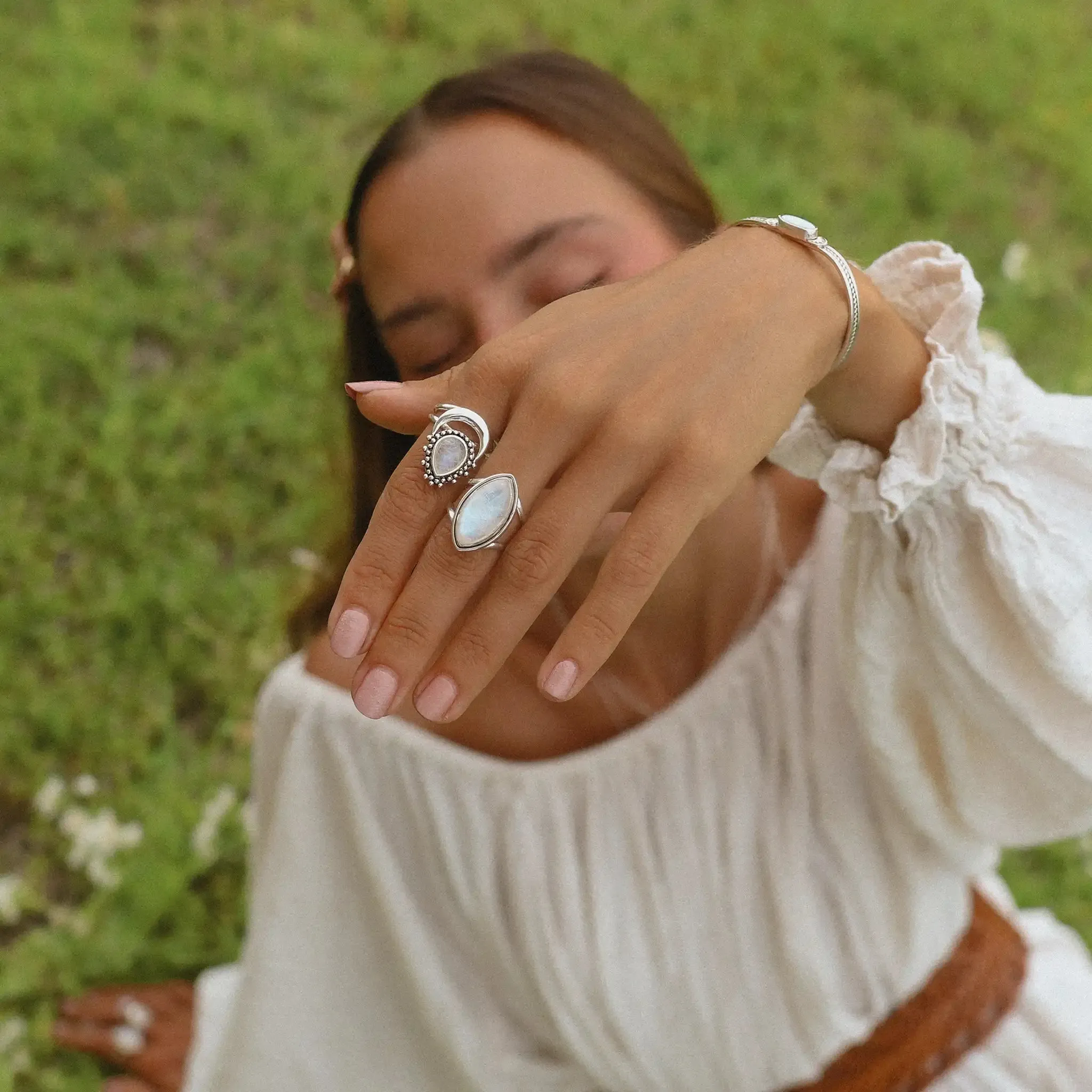 Double Band Moonstone Ring