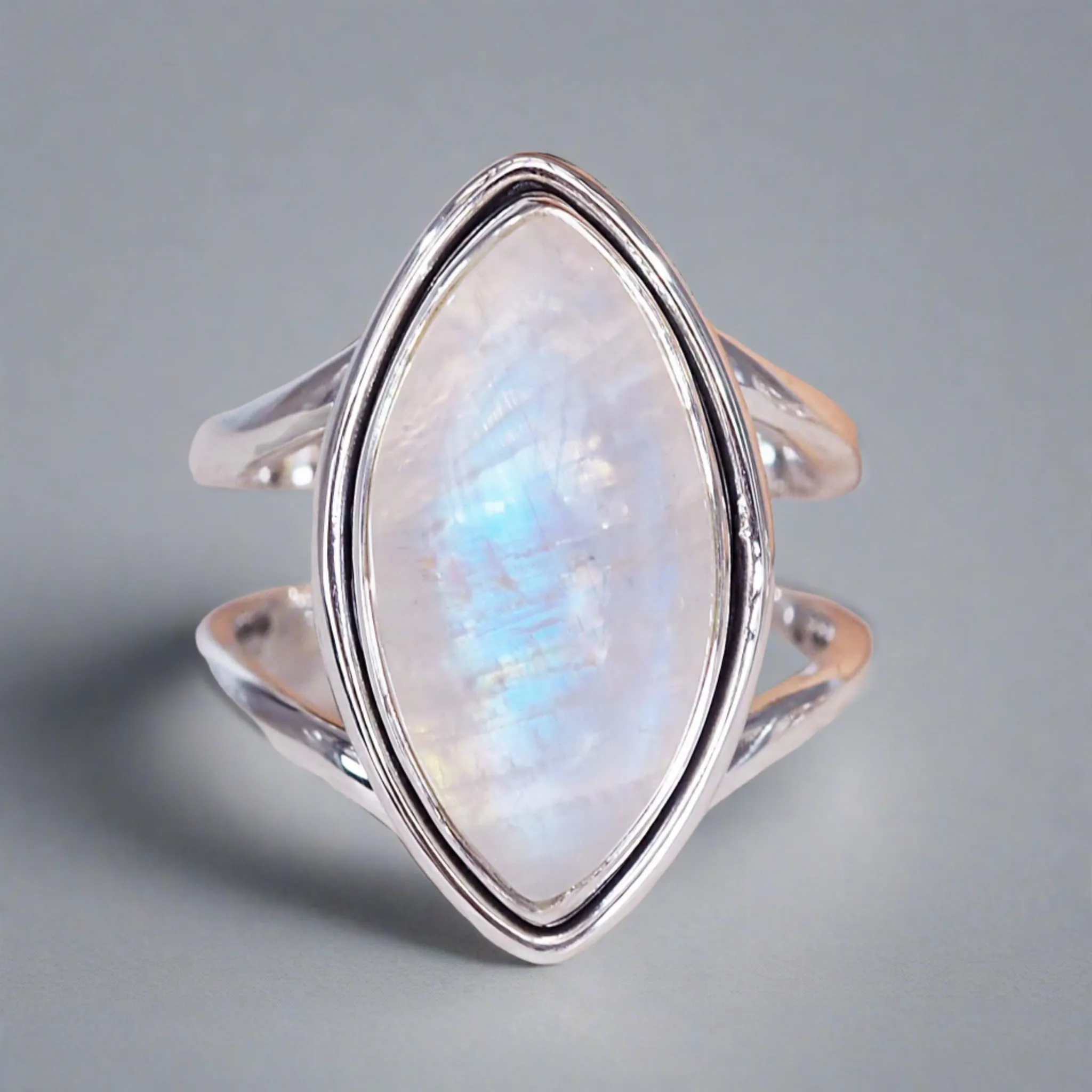 Double Band Moonstone Ring