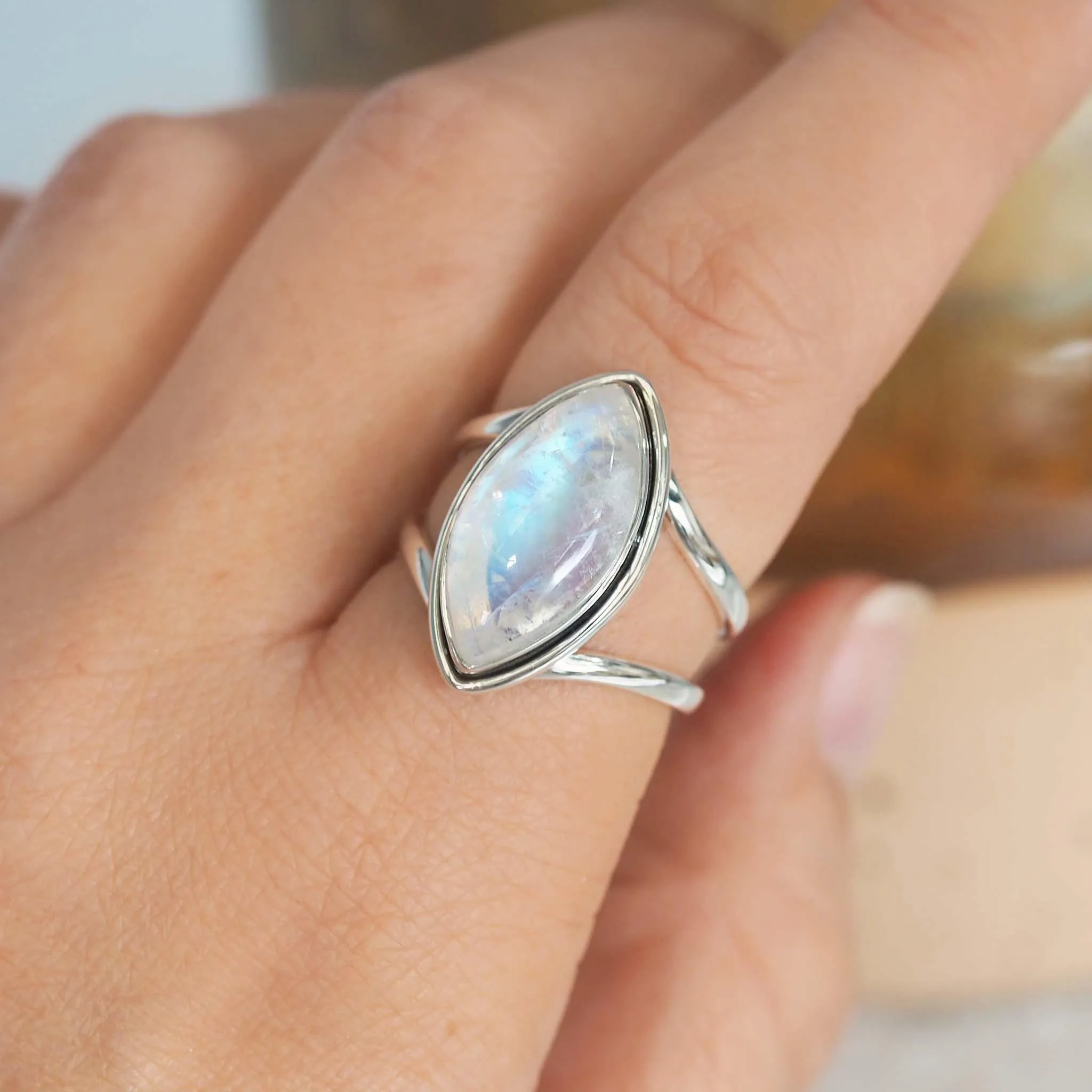 Double Band Moonstone Ring